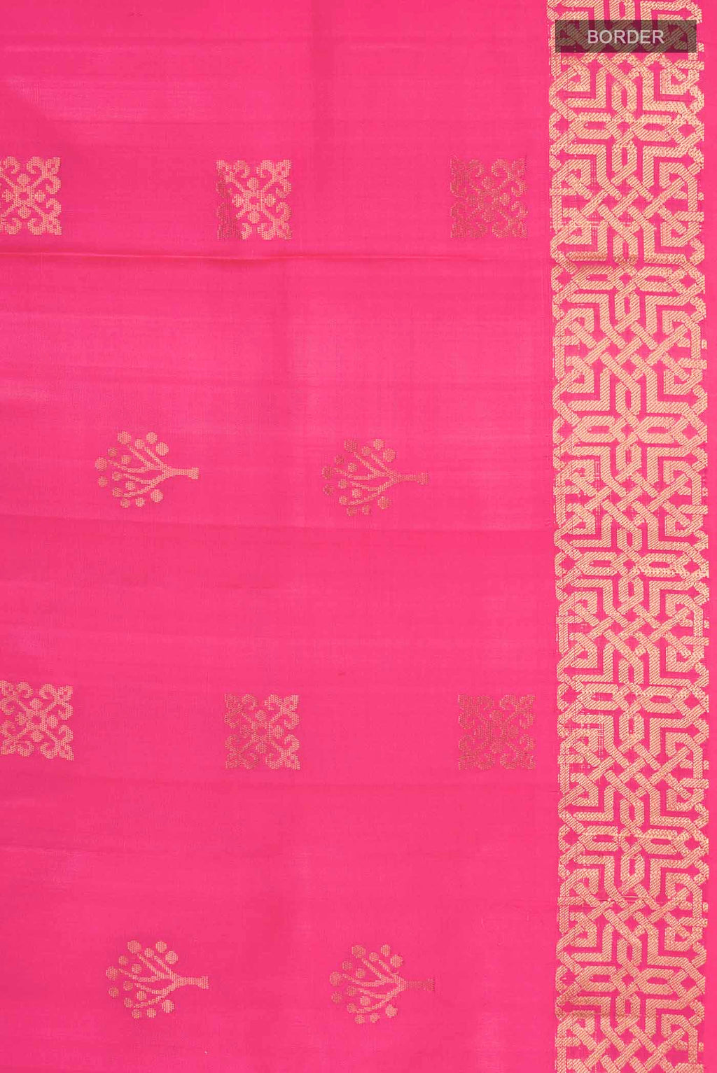 Border image of Pink Soft Silk Saree with Zari Butta on the body and Zari Border