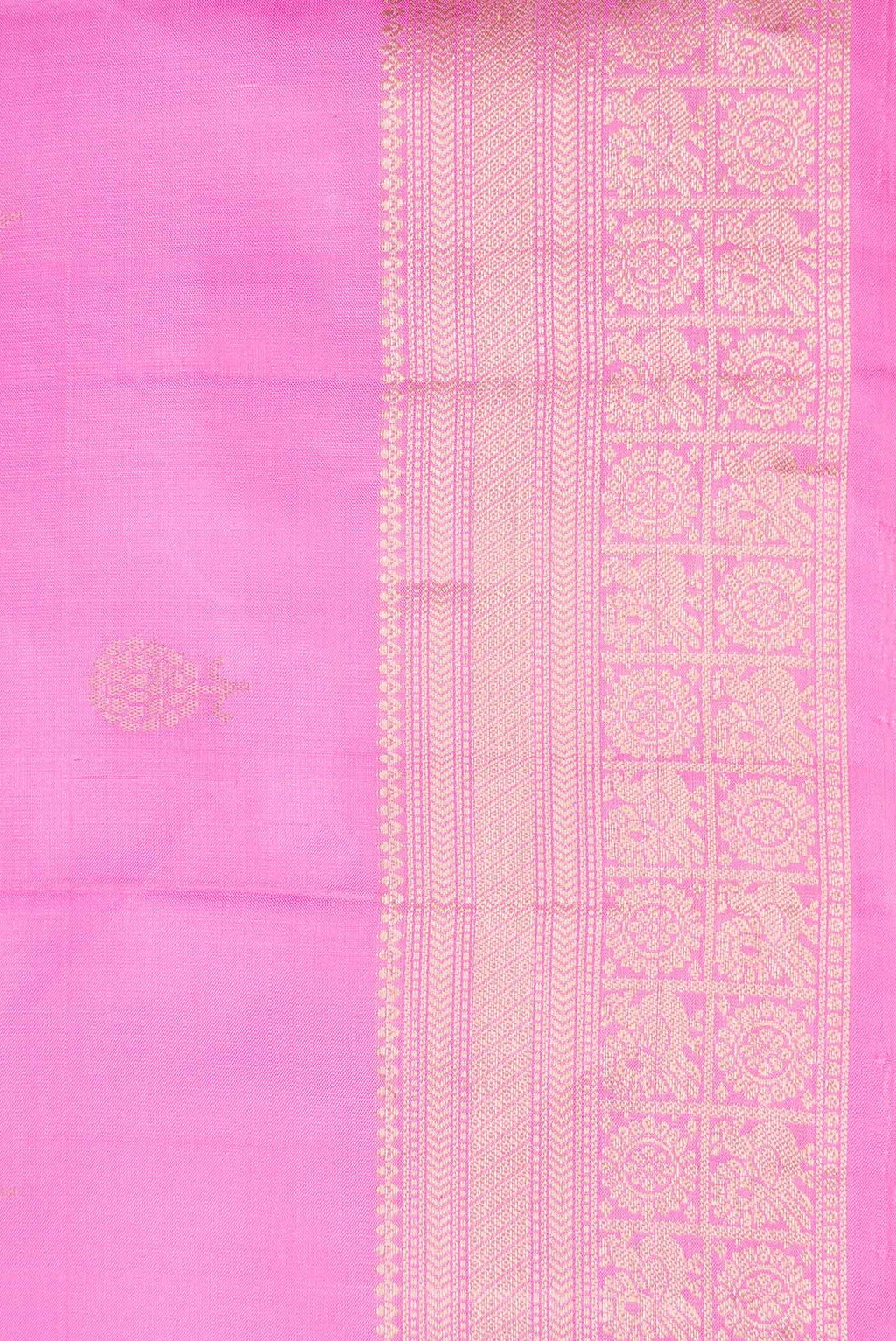 Border image of Rose pink Soft Silk Saree with Zari Butta on the body and Zari Border