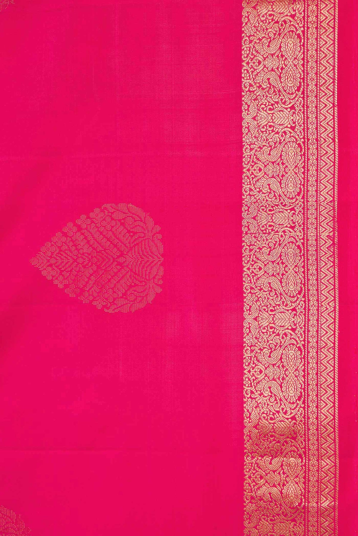 Border image of Dark Pink Dual Tone Soft Silk Saree with Zari Butta on the body and Zari Border
