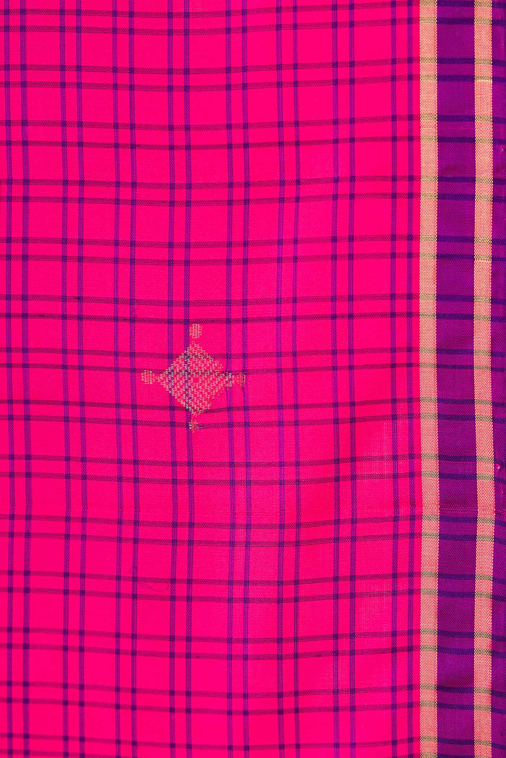 Border image of Pink Dual Tone Soft Silk Saree with Checked design on the body and Zari Border