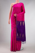 Pink Dual Tone Soft Silk Saree with Checked design on the body and Zari Border displayed on a mannequin