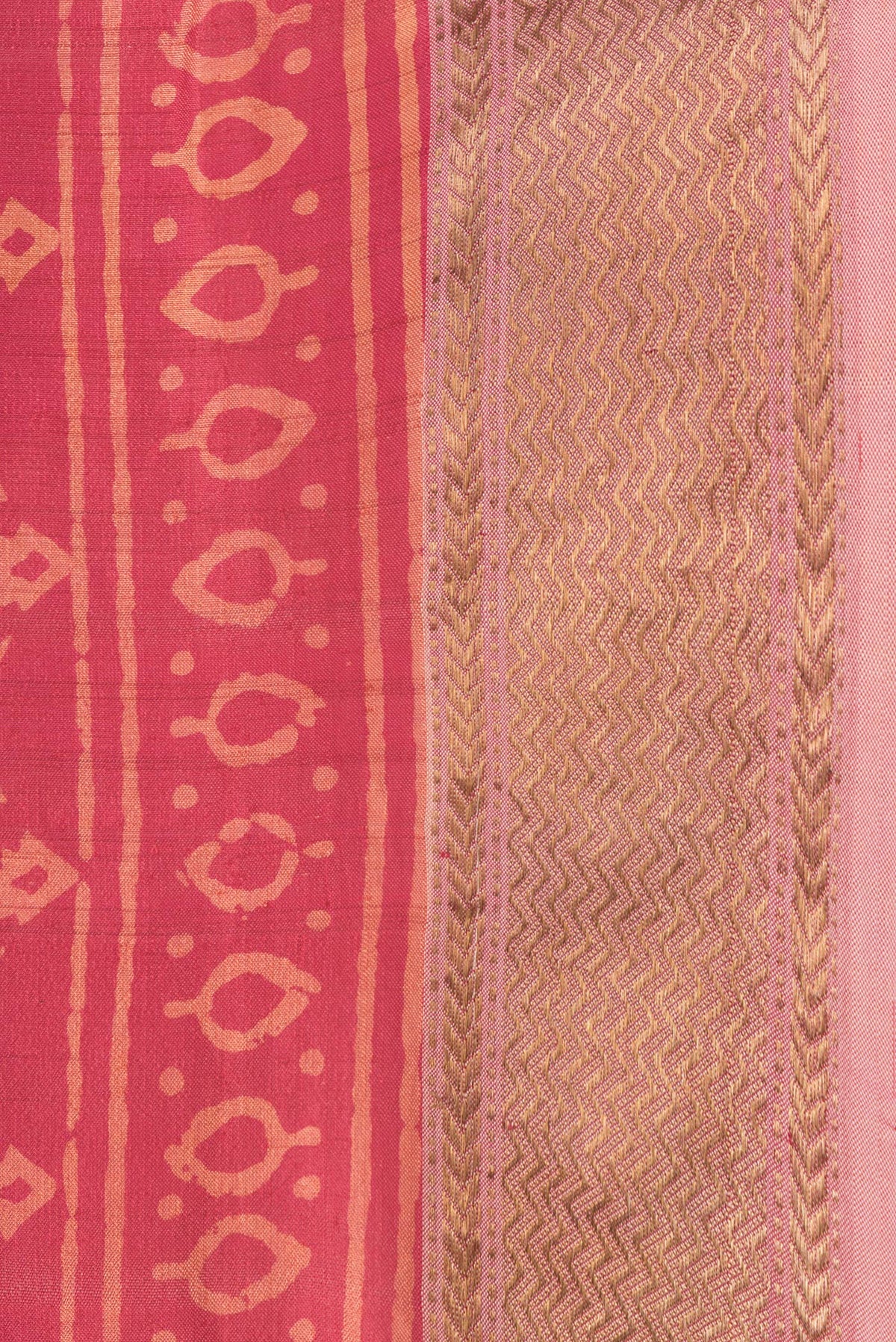Border image of Red Dual Tone Printed Silk Saree with Printed design on the body and Zari Border. 