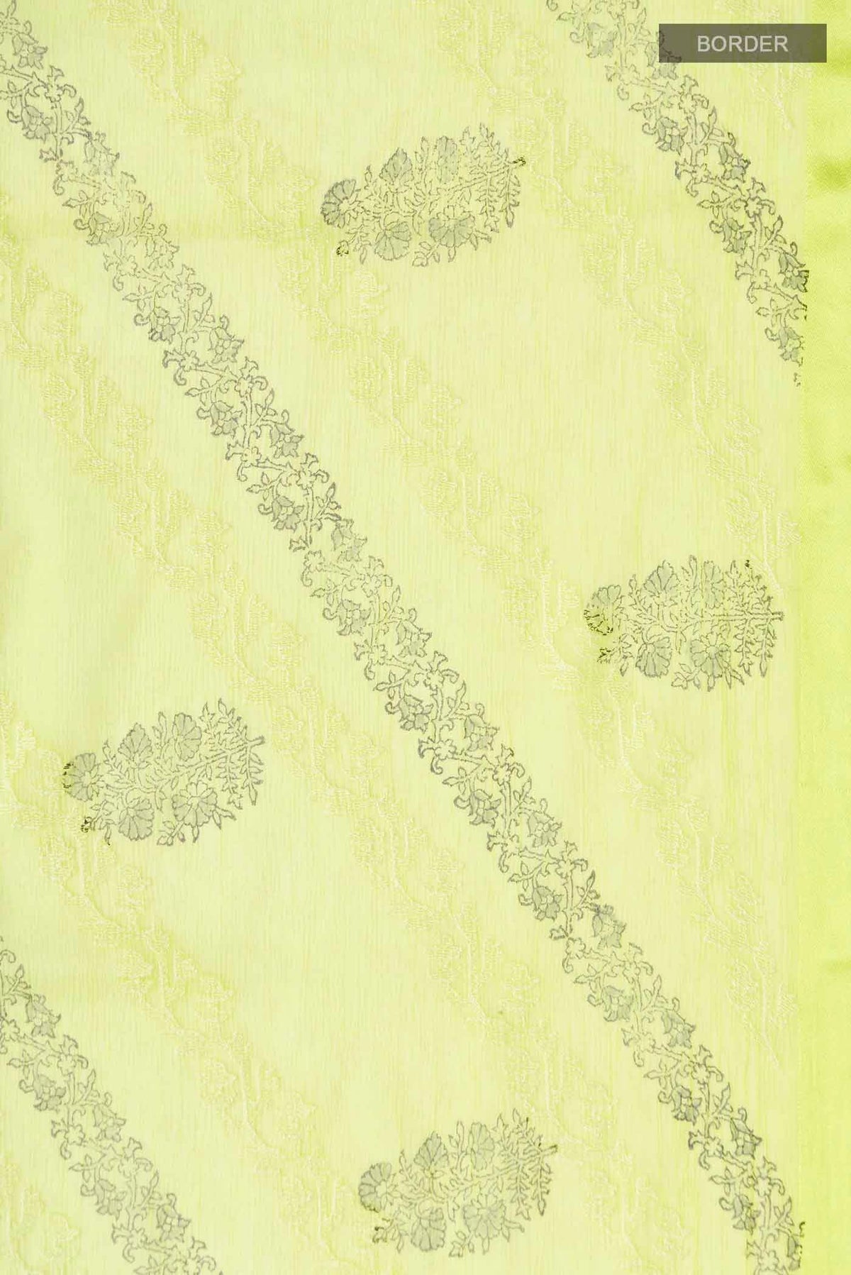 Border image of Green Mysore Chiffon Saree with Embroidery on the body and Zari Border