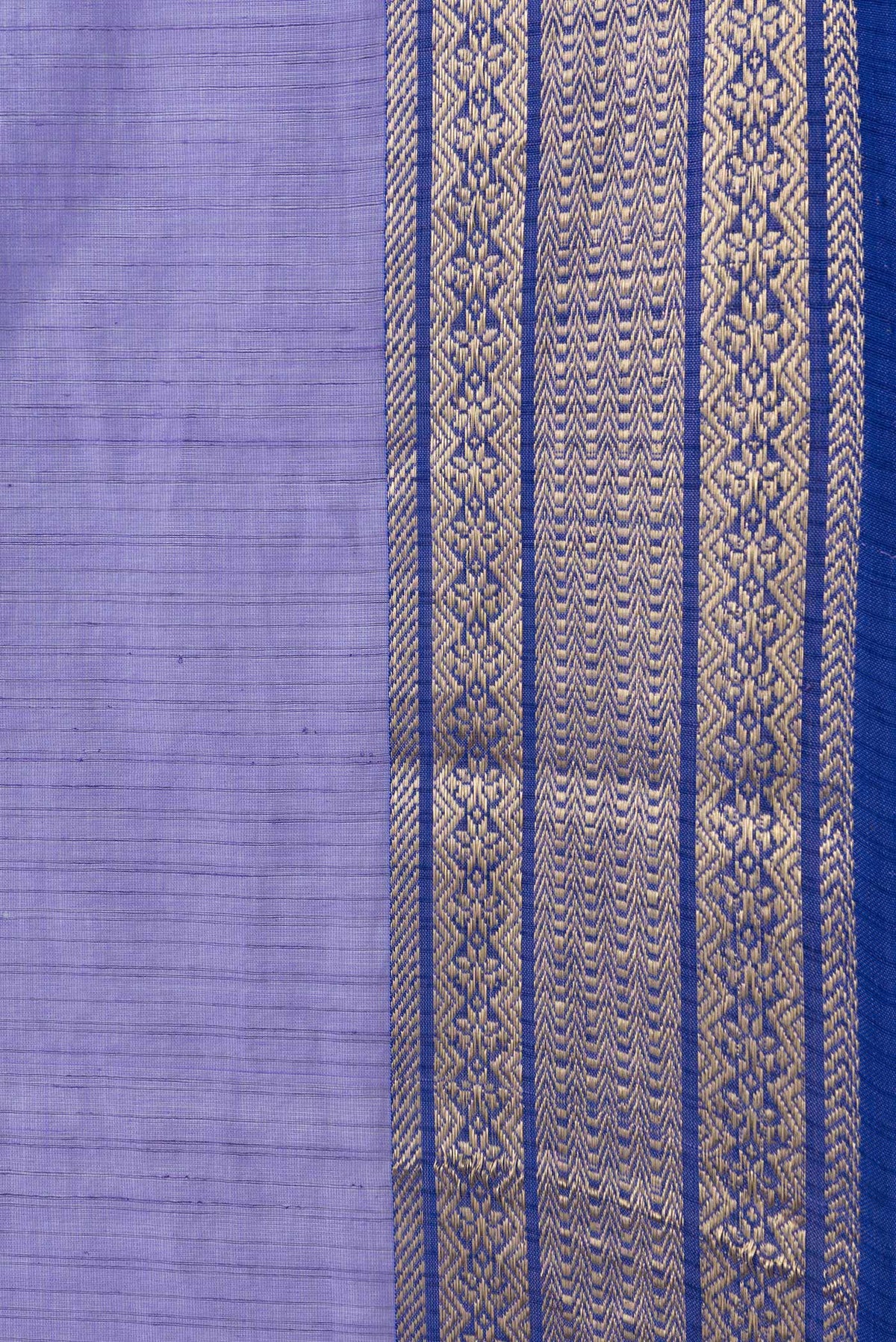 Border image of Lavender Dual Tone Maheshwari Silk Saree with Stripes on the body and Zari Border. 