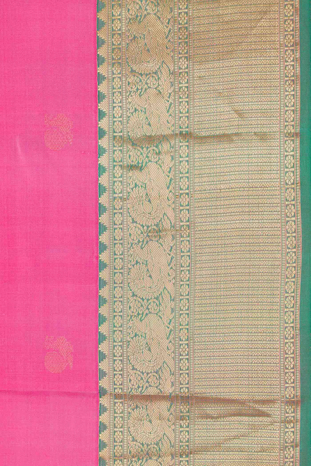 Border image of Pink Dual Tone Kanchipuram Silk Saree with Zari Butta on the body and Zari Border