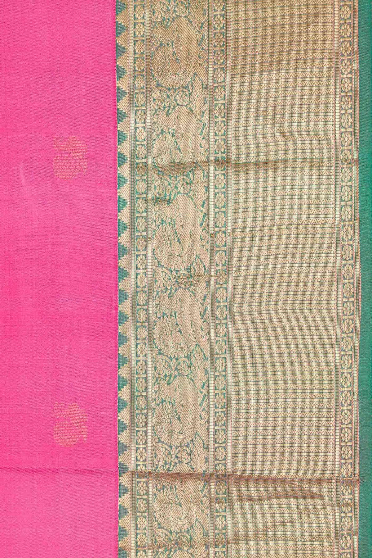 Border image of Pink Dual Tone Kanchipuram Silk Saree with Zari Butta on the body and Zari Border