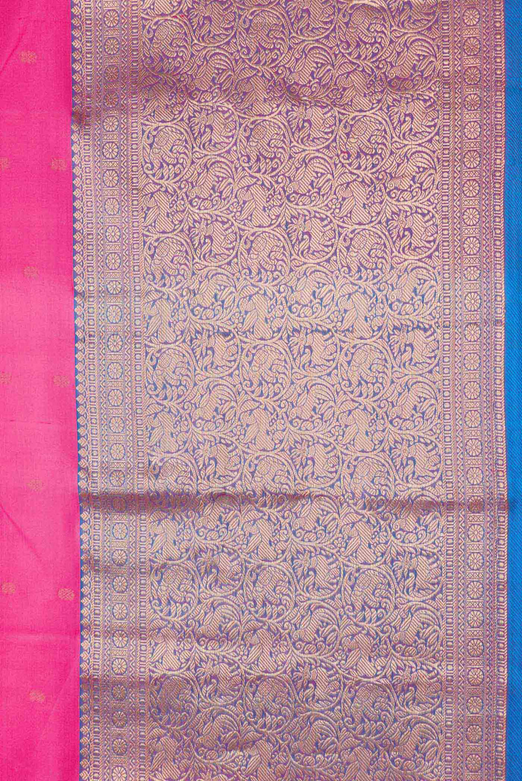 Border image of Pink Dual Tone Kanchipuram Silk Saree with Zari Butta on the body and Zari Border