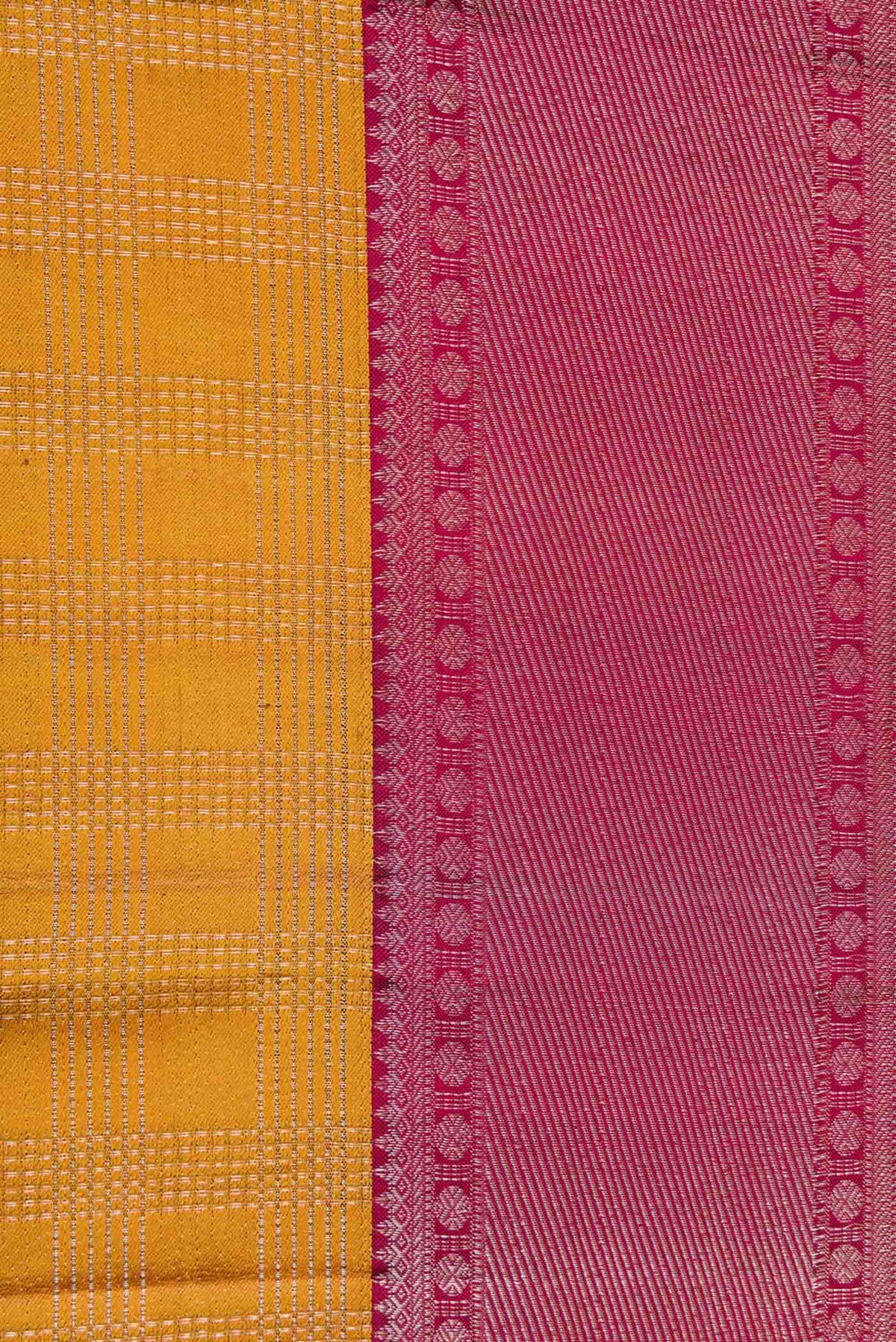 Border image of Mustard Dual Tone Kanchipuram Silk Saree with Zari Brocade on the body and Zari Border