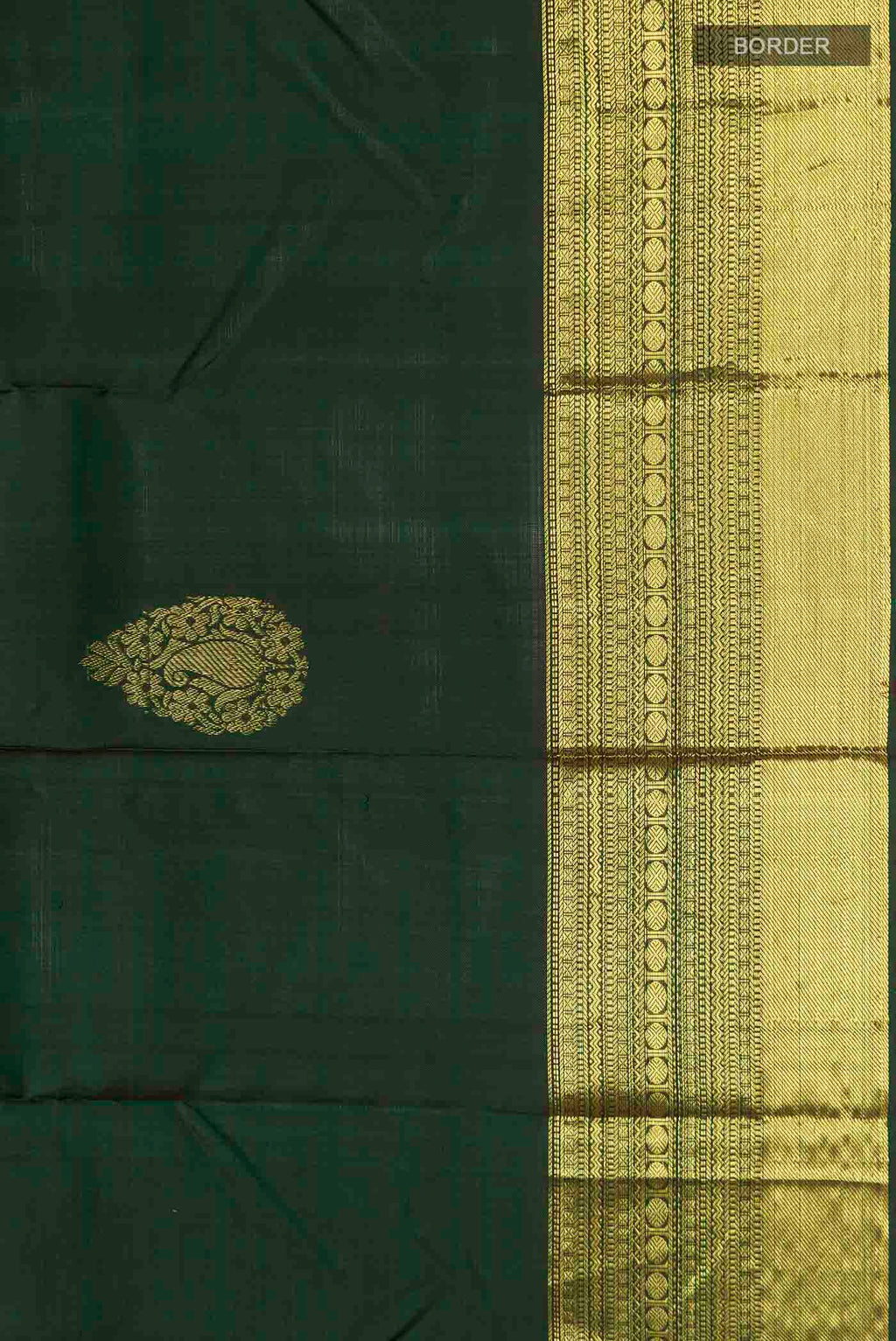 Border image of Green Kanchipuram Silk Saree with Zari Butta on the body and Zari Border
