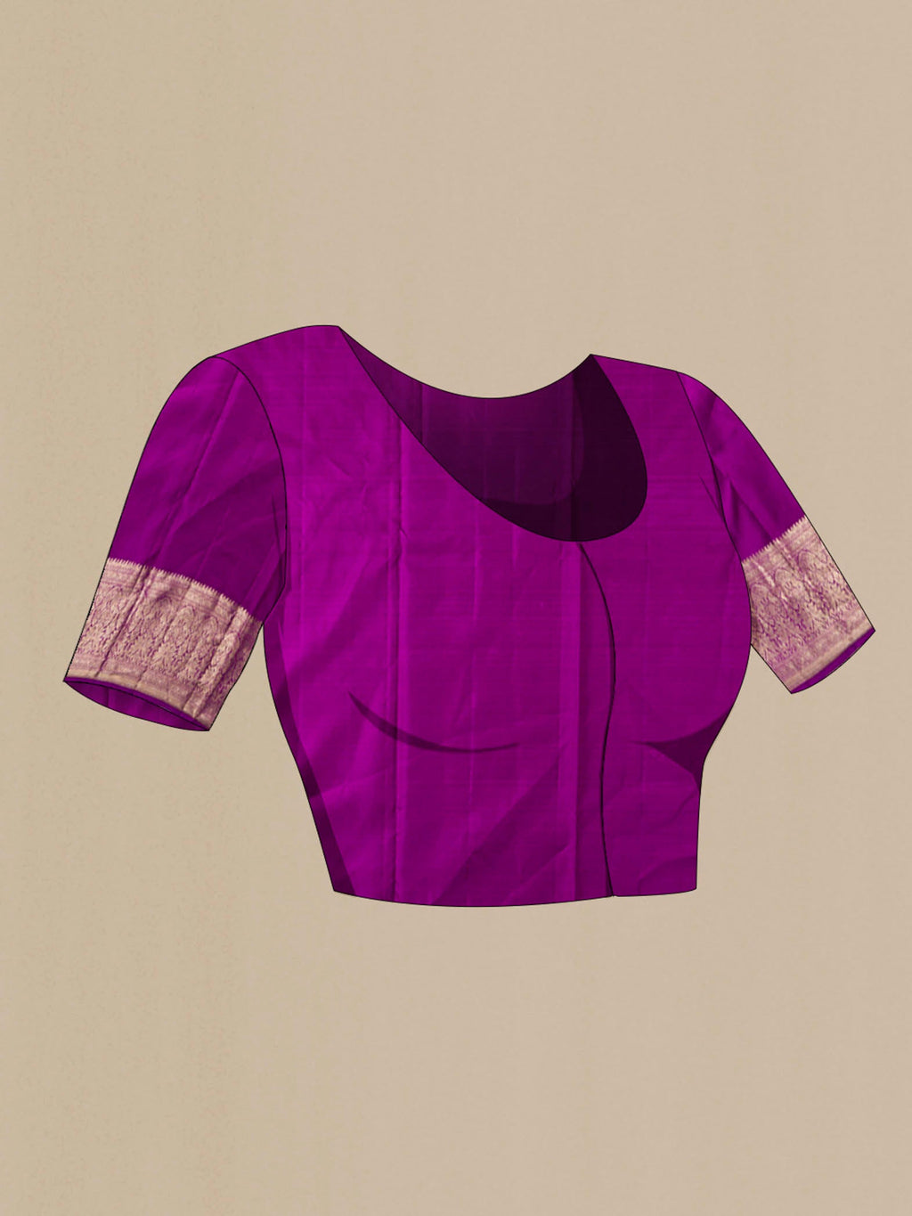 Close up image of the blouse of Green Kanchipuram Silk Saree with Zari Butta on the body and Zari Border