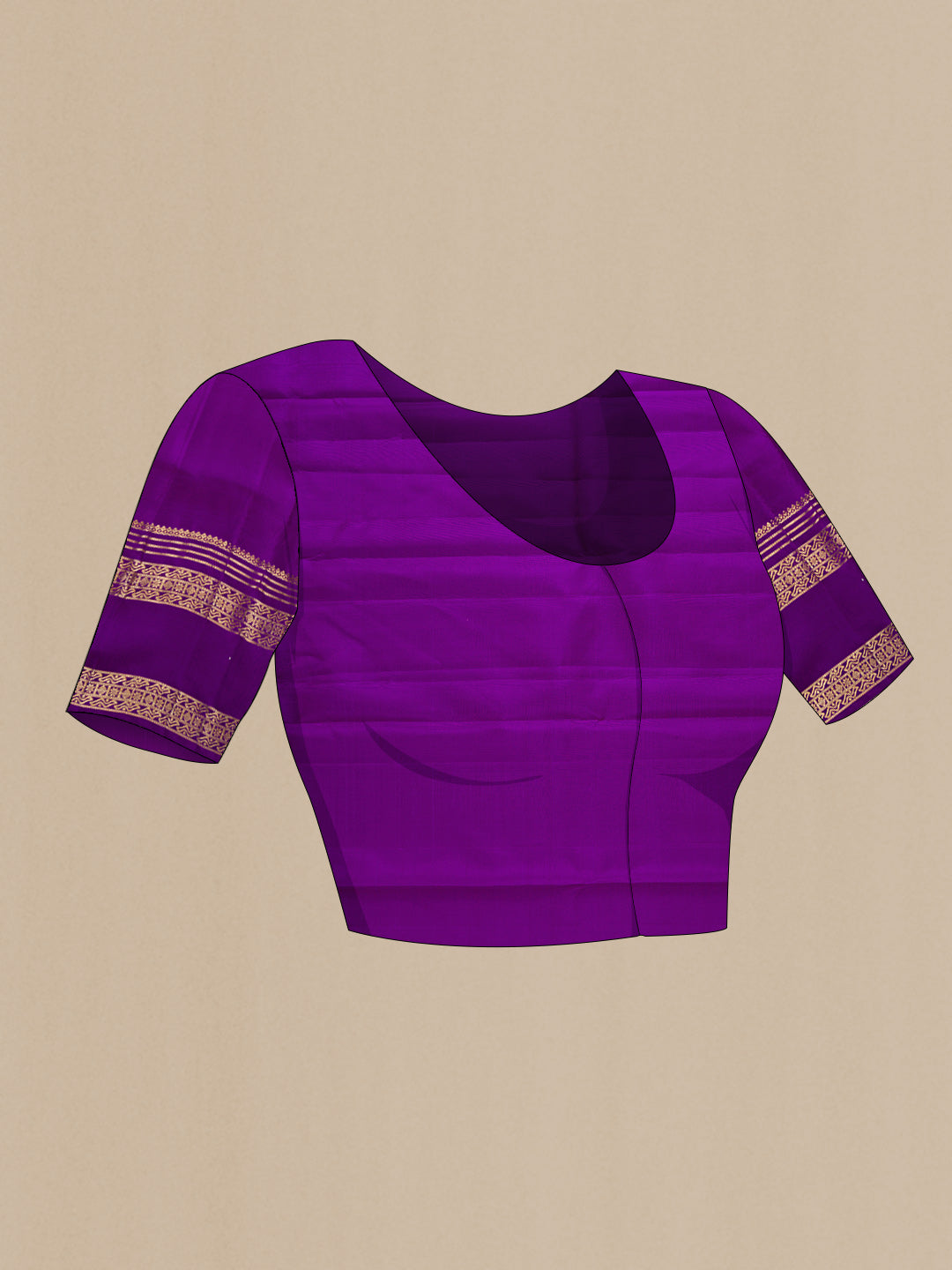 Close up image of the blouse of Grey Dual Tone Kanchipuram Silk Saree with Zari Butta on the body and Zari Border