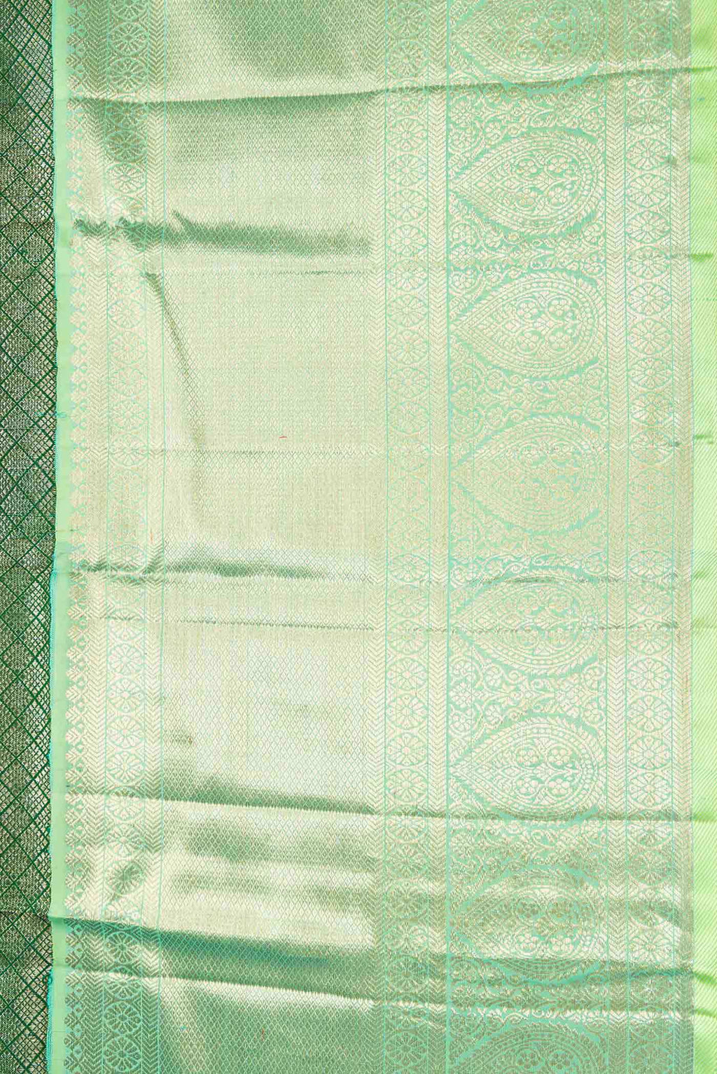 Border image of Green Dual Tone Kanchipuram Silk Saree with Zari Brocade on the body and Zari Border