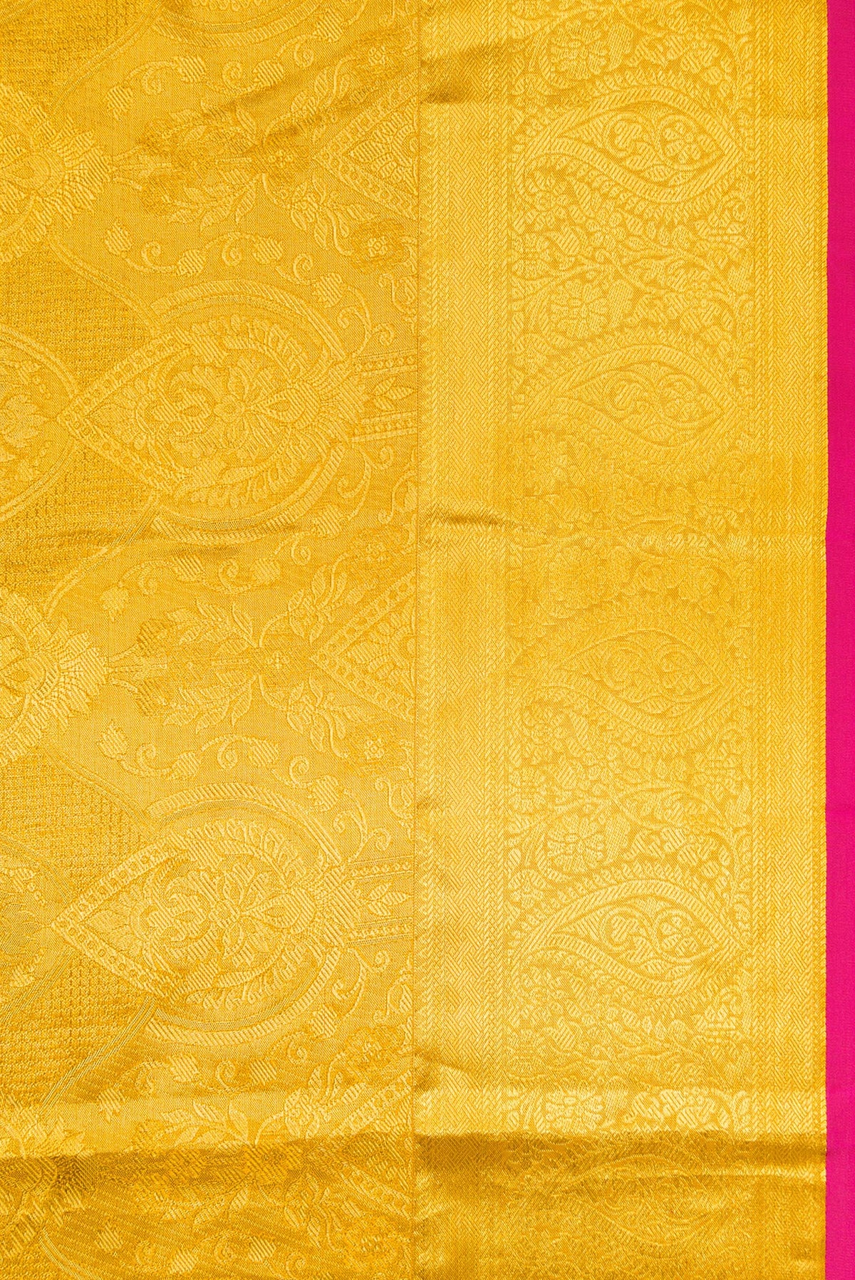 Border image of Gold Dual Tone Kanchipuram Tissue Silk Saree with Zari Brocade on the body and Zari Border. 