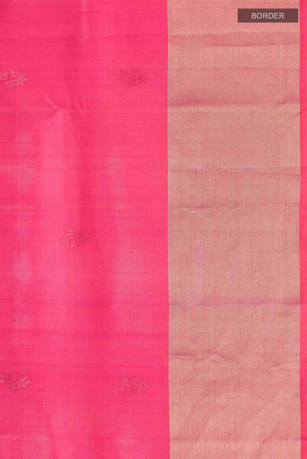 Border image of Pink Soft Silk Saree with Zari Butta on the body and Zari Border