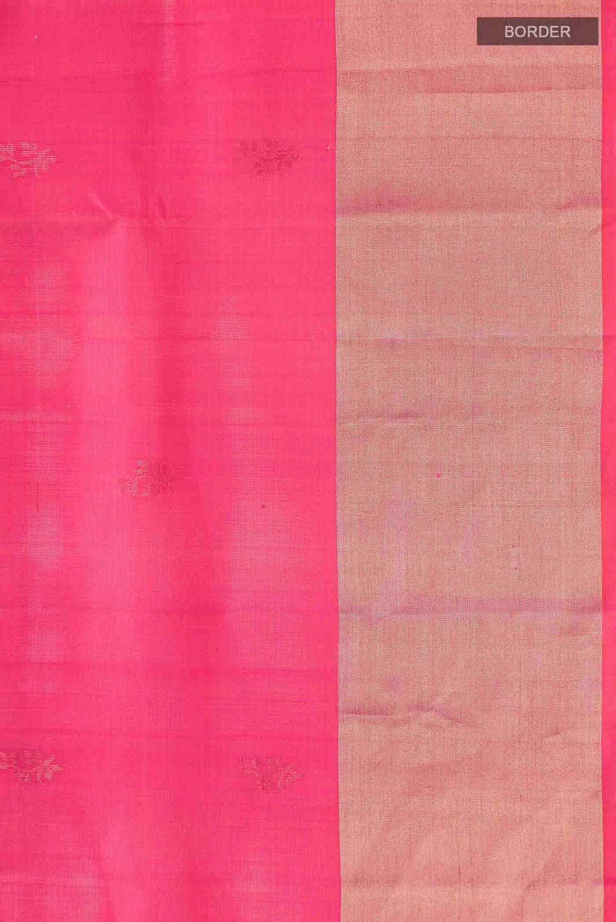 Border image of Pink Soft Silk Saree with Zari Butta on the body and Zari Border