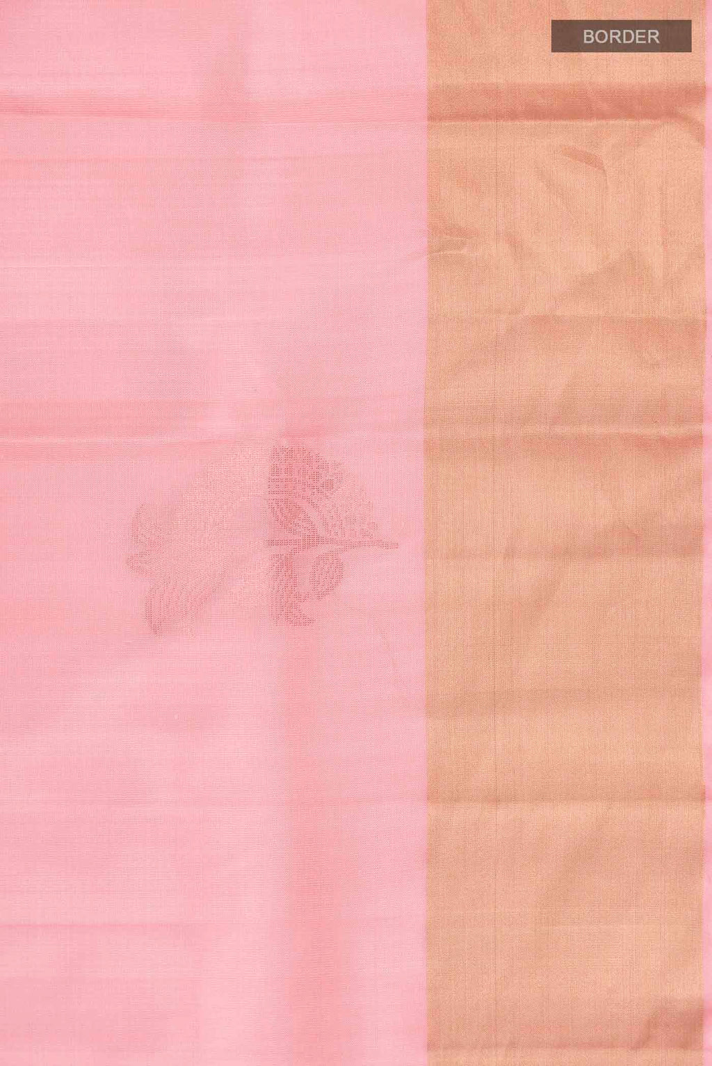 Border image of Rose pink Soft Silk Saree with Zari Butta on the body and Zari Border