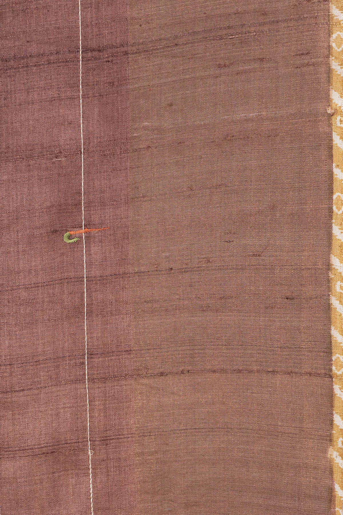 Border image of Brown Dual Tone Tussar Silk Saree with Embroidery on the body and Plain Border. 