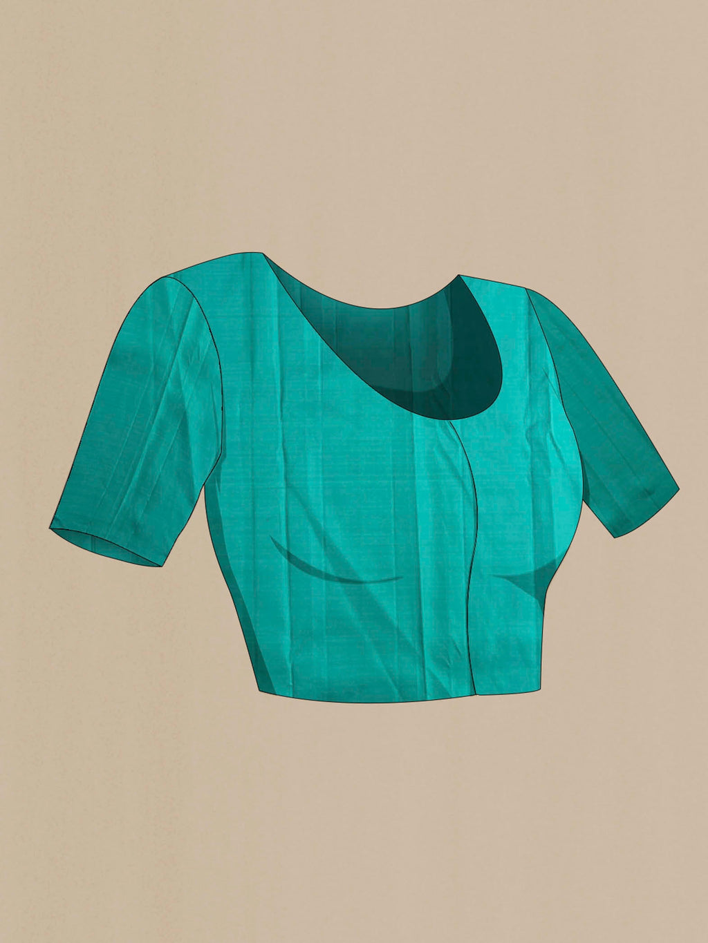 Close up image of the blouse of Green Kanchipuram Silk Saree with Jacquard design on the body and Zari Border