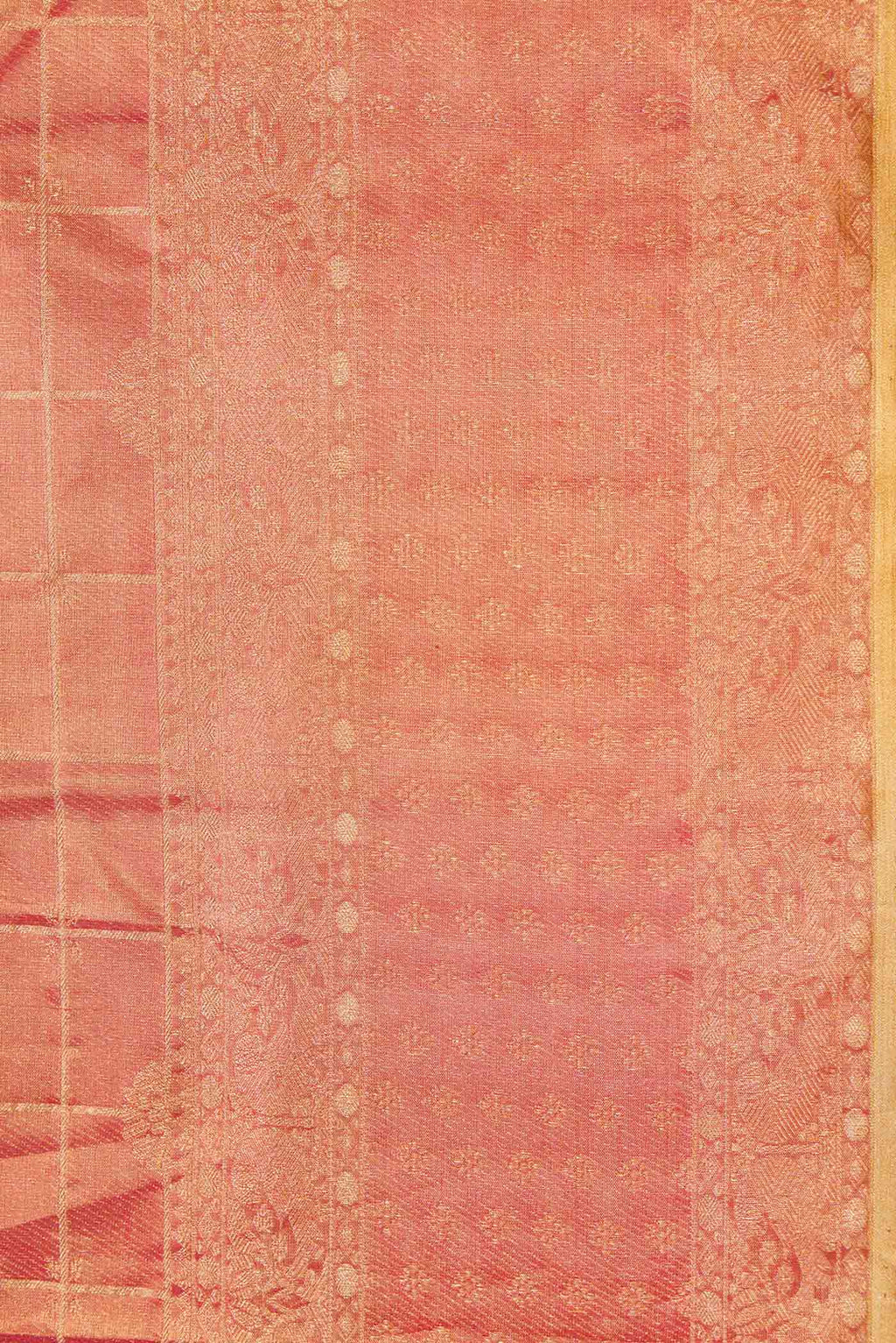 Border image of Dark Pink Dual Tone Kanchipuram Tissue Silk Saree with Zari Brocade on the body and Zari Border