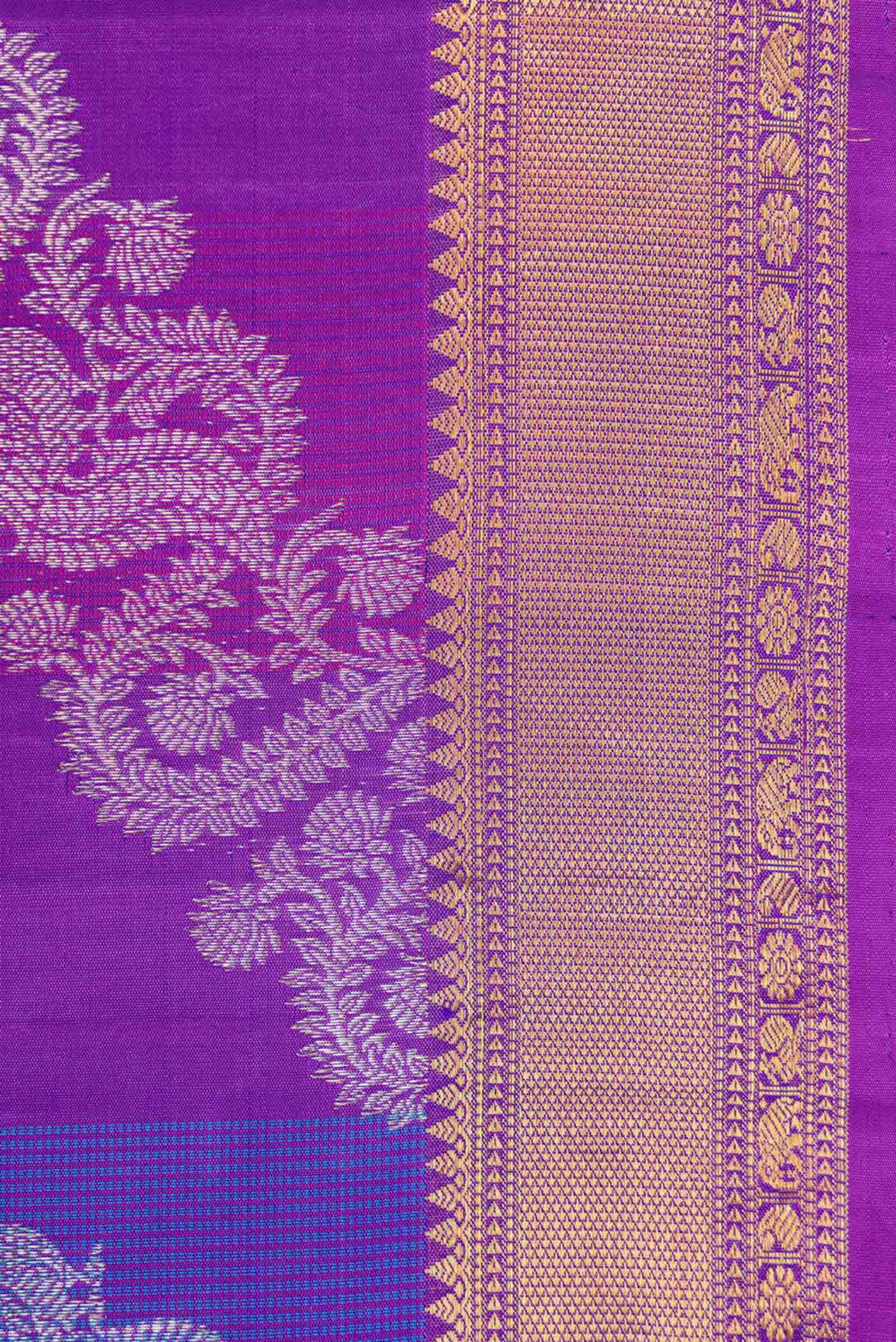 Border image of Royal Blue Dual Tone Kanchipuram Silk Saree with Zari Brocade on the body and Zari Border