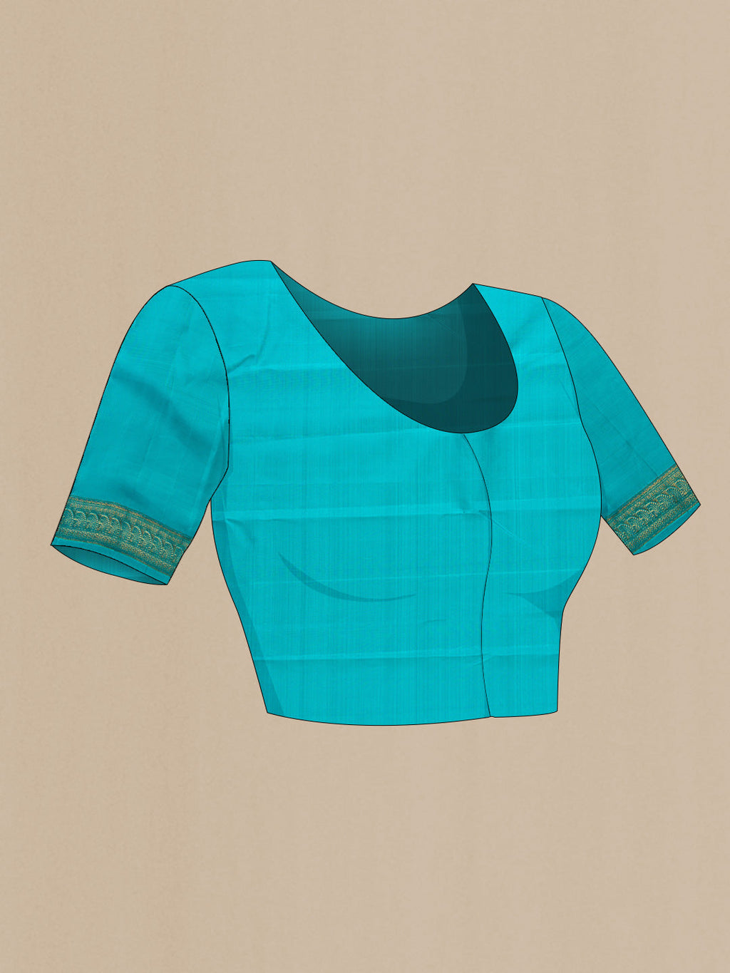 Close up image of the blouse of Rose Gold Dual Tone Kanchipuram Silk Saree with Zari Brocade on the body and Zari Border