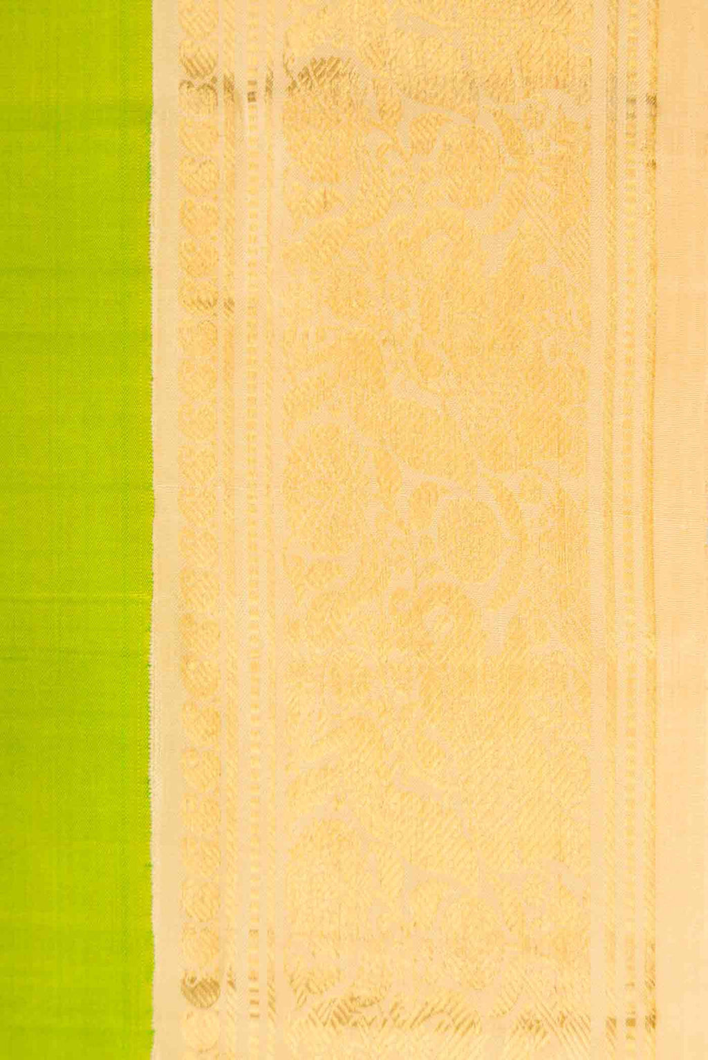 Border image of Parrot Green Dual Tone Kanchipuram Silk Saree with Plain Body and Zari Border