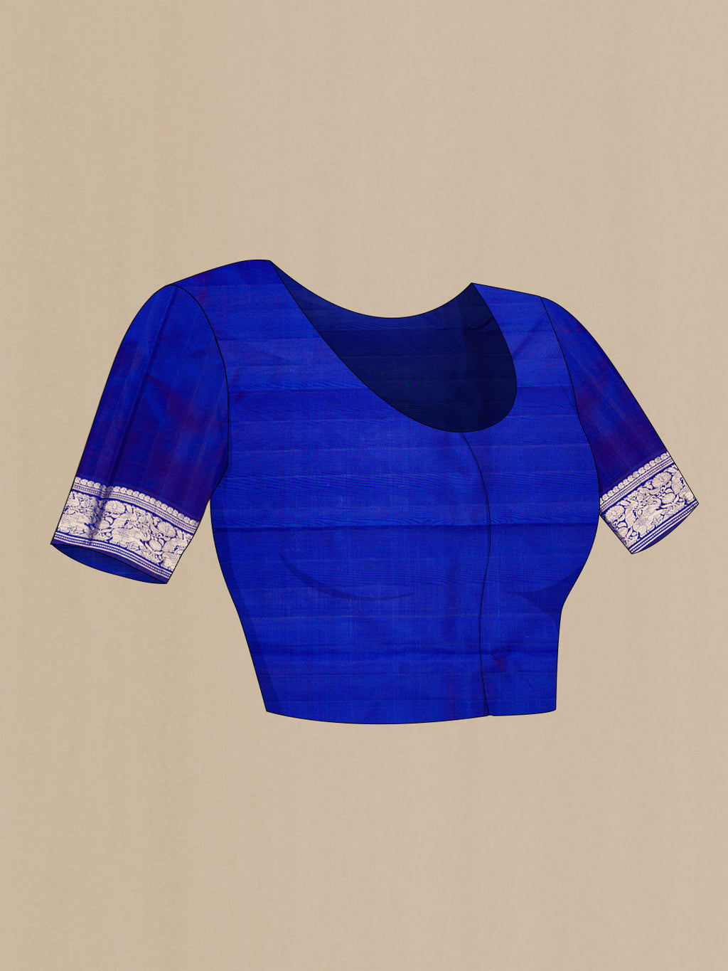 Close up image of the blouse of Maroon Dual Tone Kanchipuram Silk Saree with Zari Butta on the body and Zari Border