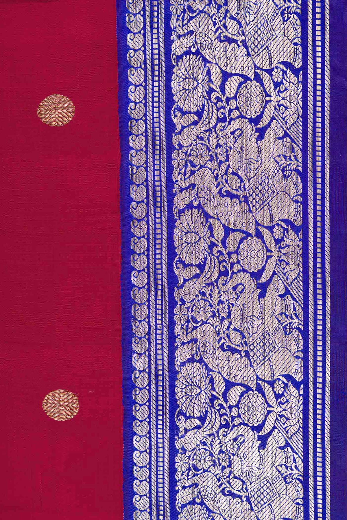 Border image of Maroon Dual Tone Kanchipuram Silk Saree with Zari Butta on the body and Zari Border
