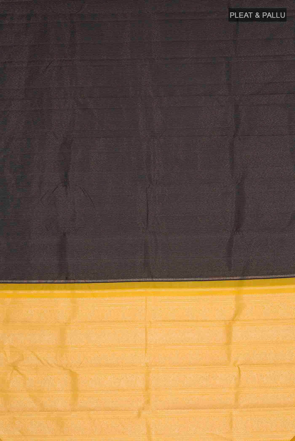 Flat view of Black Kanchipuram Silk Saree with Stripes on the body and Without Border