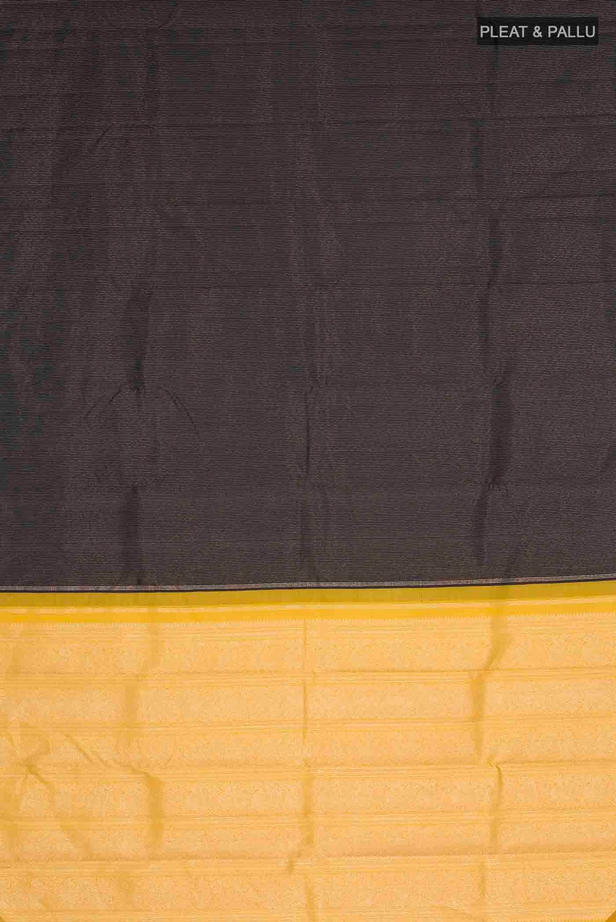 Flat view of Black Kanchipuram Silk Saree with Stripes on the body and Without Border
