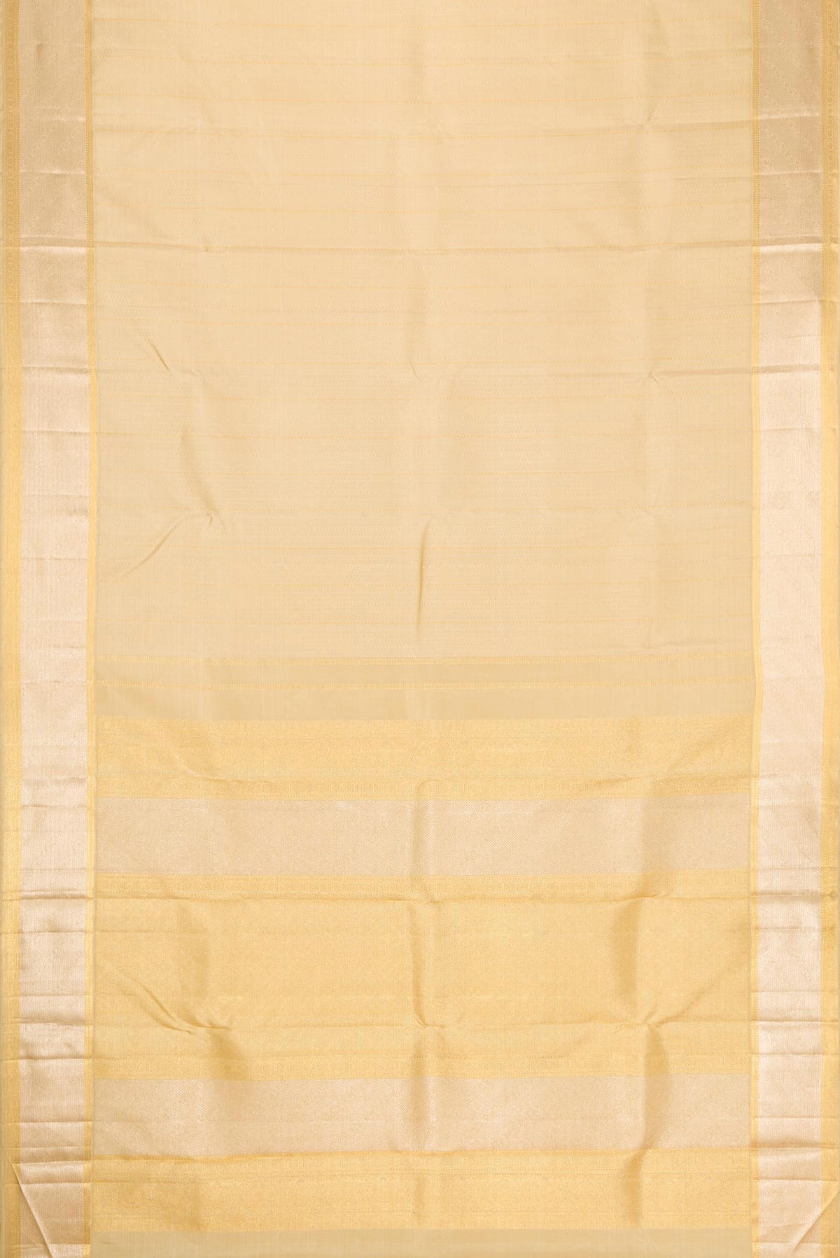 Flat view of Sandal Dual Tone Kanjivaram Silk Saree with Jacquard With Zari Butta on the body and Zari Border. 