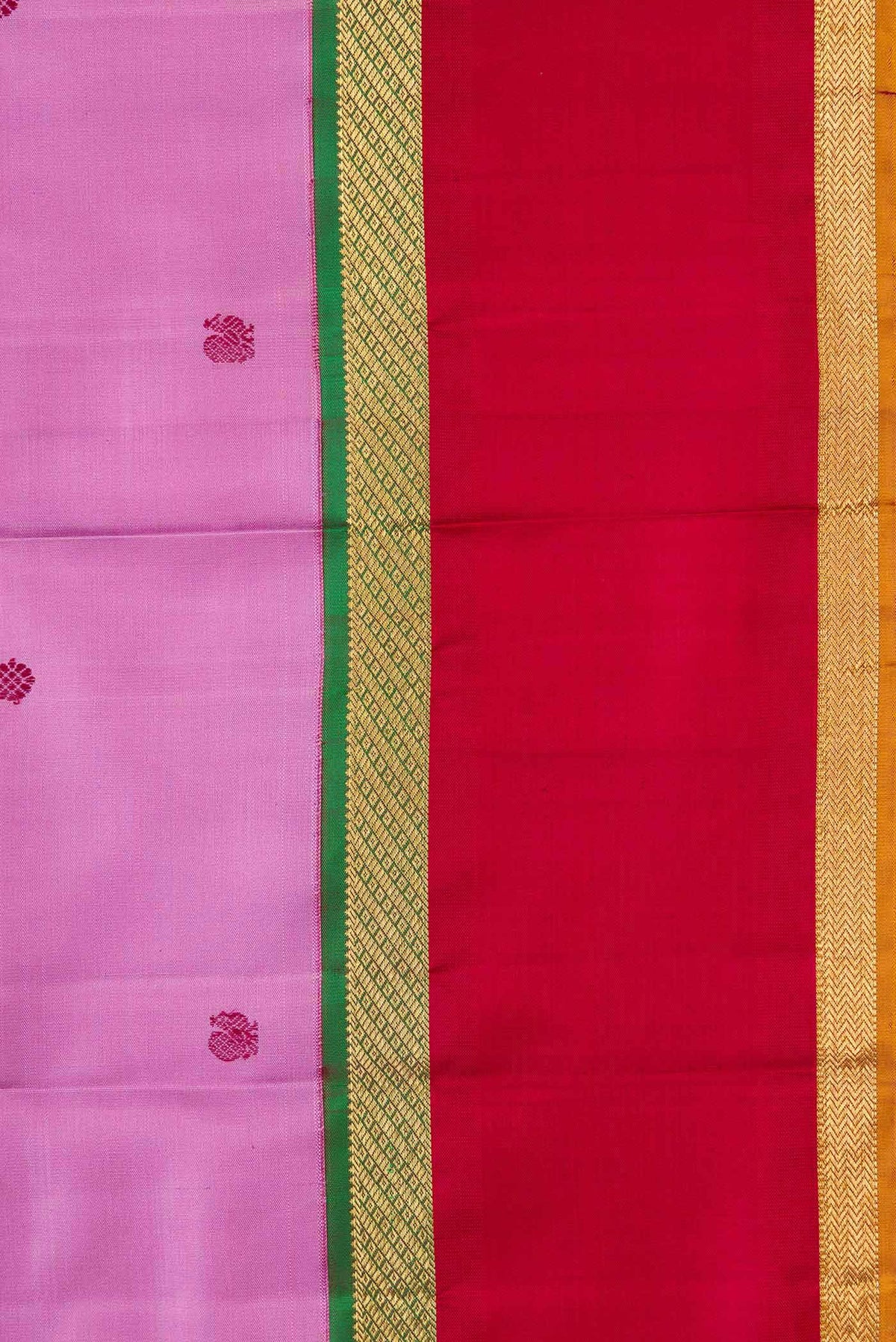 Border image of Pure Silk Pure Zari Lavender Dual Tone Kanchipuram Saree with Thread Butta on the body and Zari Border