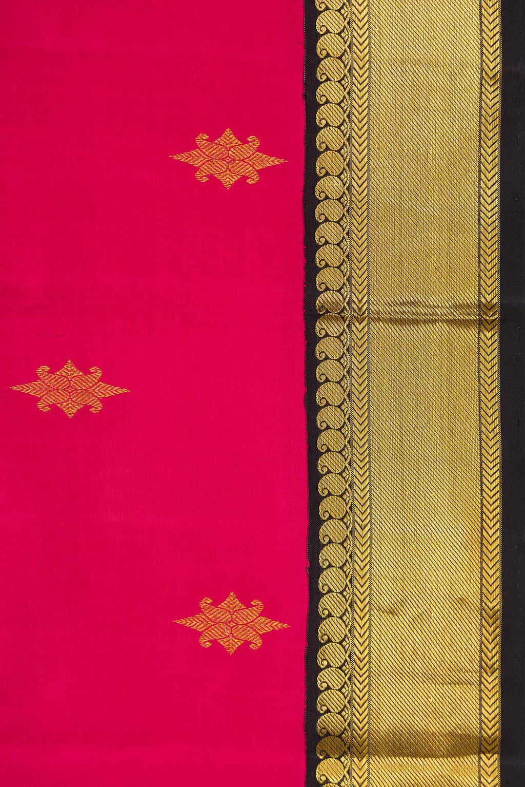Border image of Pink Dual Tone Kanchipuram Silk Saree with Zari Butta on the body and Zari Border