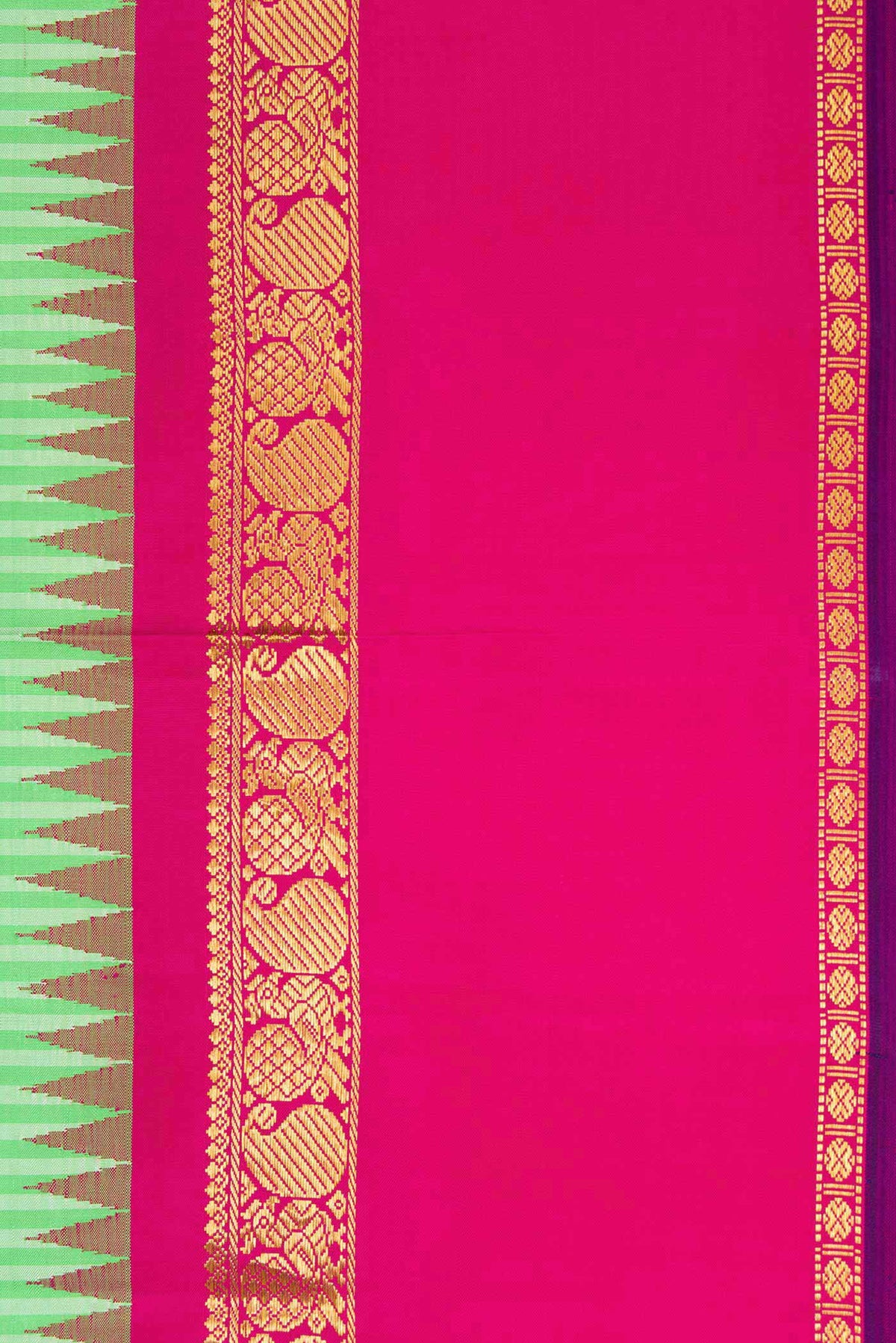 Border image of Pure Silk Pure Zari Parrot Green Dual Tone Kanchipuram Saree with Stripes on the body and Zari Border