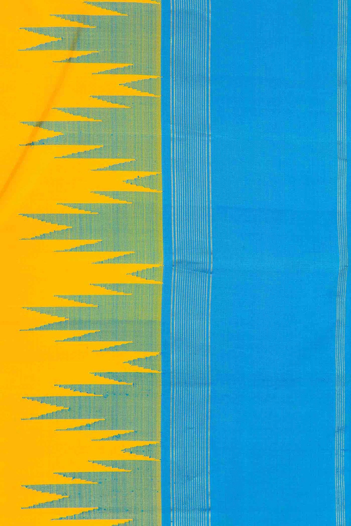 Border image of Yellow Dual Tone Kanchipuram Silk Saree with Plain Body and Temple Border