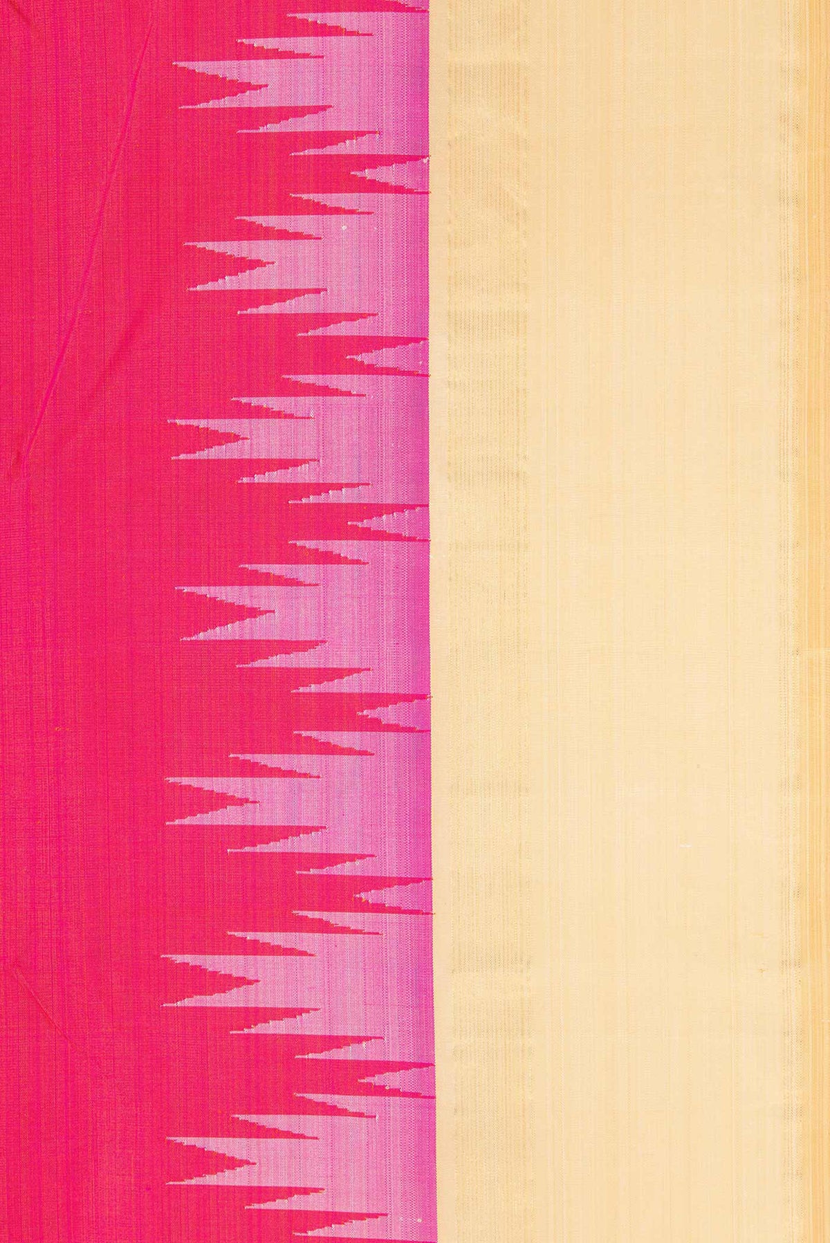 Border image of Pink Dual Tone Kanjivaram Silk Saree with Plain Body and Temple Border. 