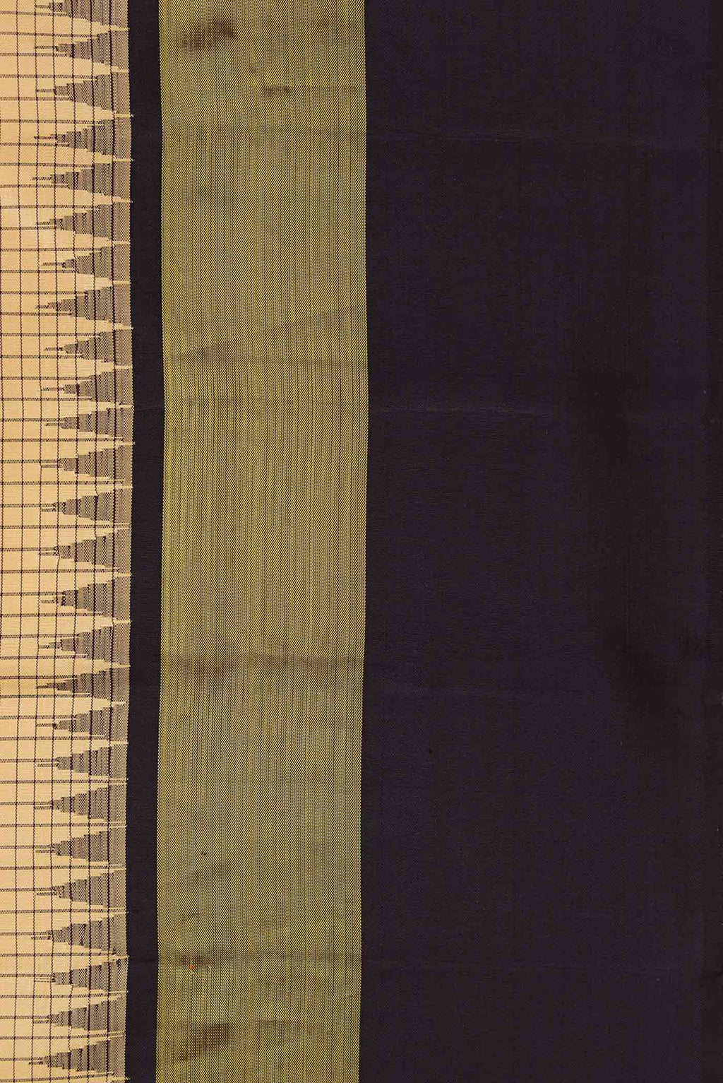 Border image of Sandal Dual Tone Kanchipuram Silk Saree with Checked design on the body and Zari Border