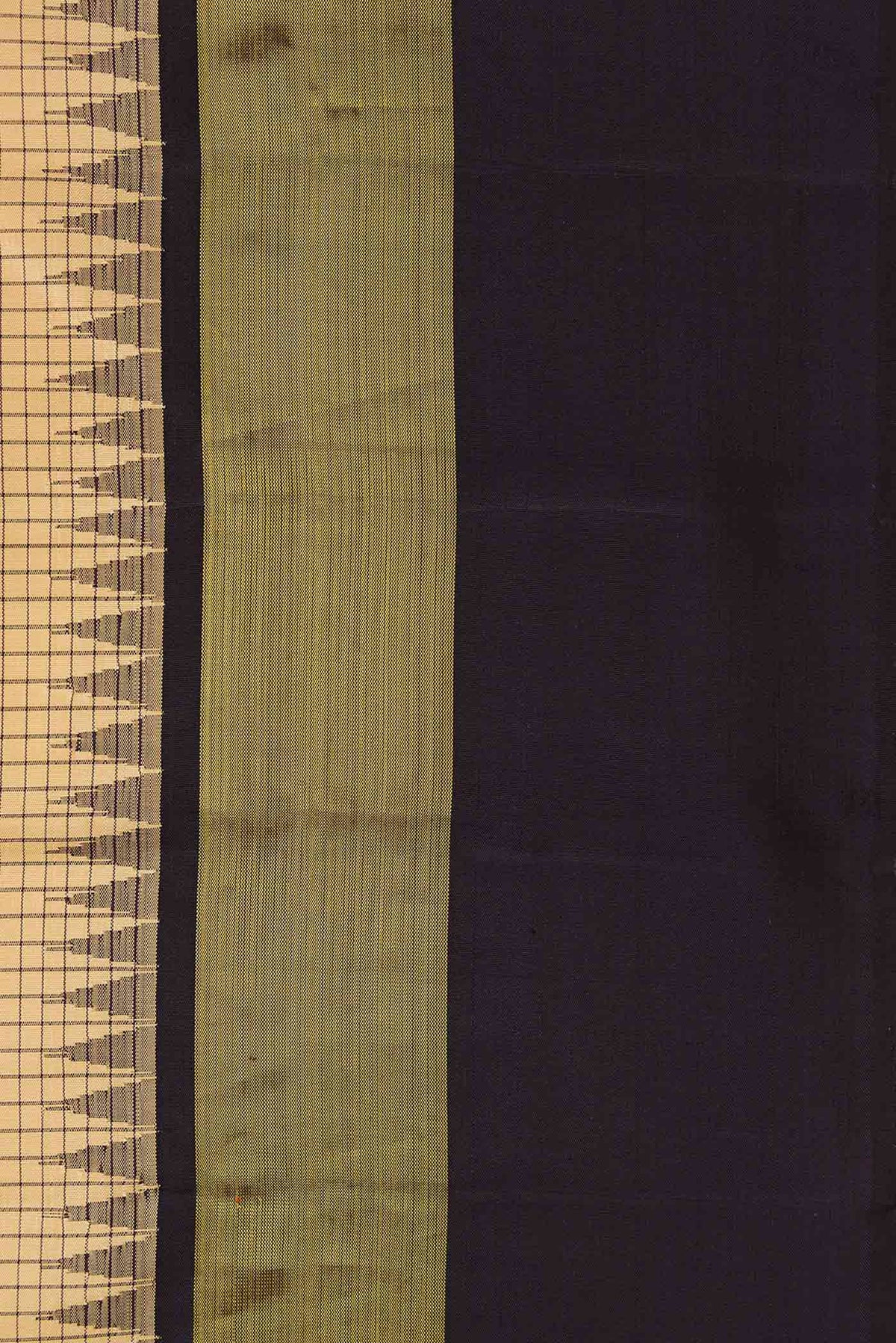 Border image of Sandal Dual Tone Kanchipuram Silk Saree with Checked design on the body and Zari Border
