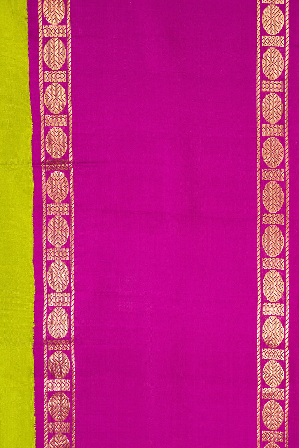 Border image of Parrot Green Dual Tone Kanjivaram Silk Saree with Plain Body and Zari Border. 