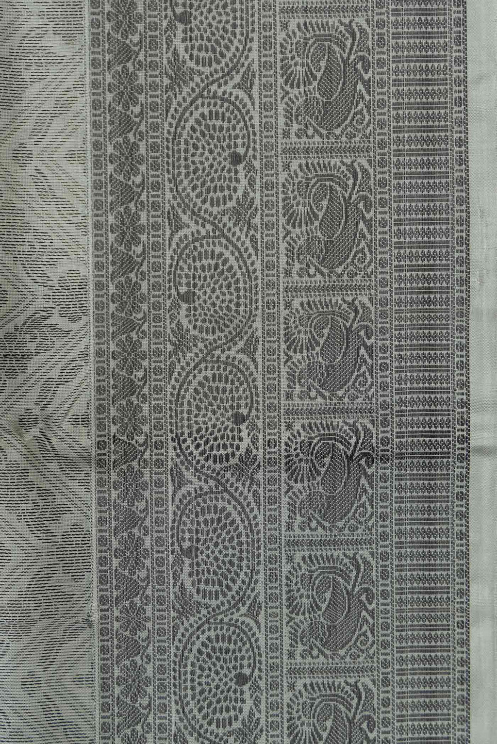 Border image of Grey Dual Tone Soft Silk Saree with Jacquard design on the body and Thread Border