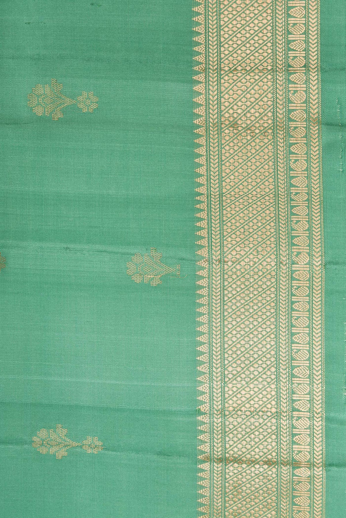 Border image of Green Dual Tone Soft Silk Saree with Zari Butta on the body and Zari Border. 