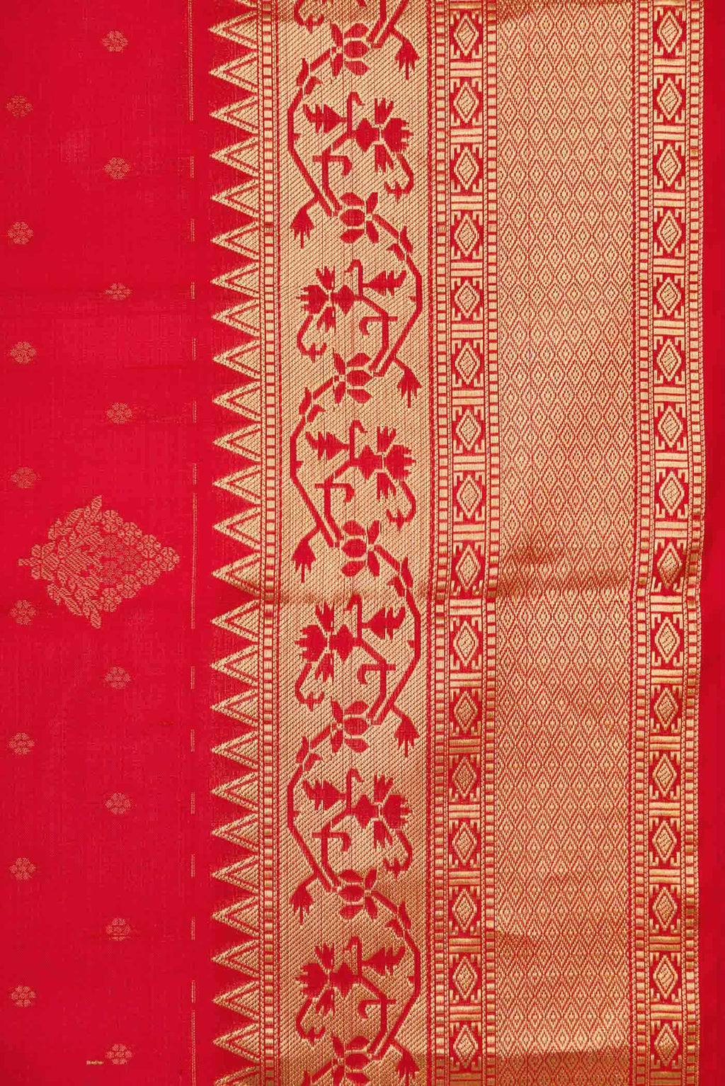 Border image of Red Dual Tone Soft Silk Saree with Zari Butta on the body and Zari Border
