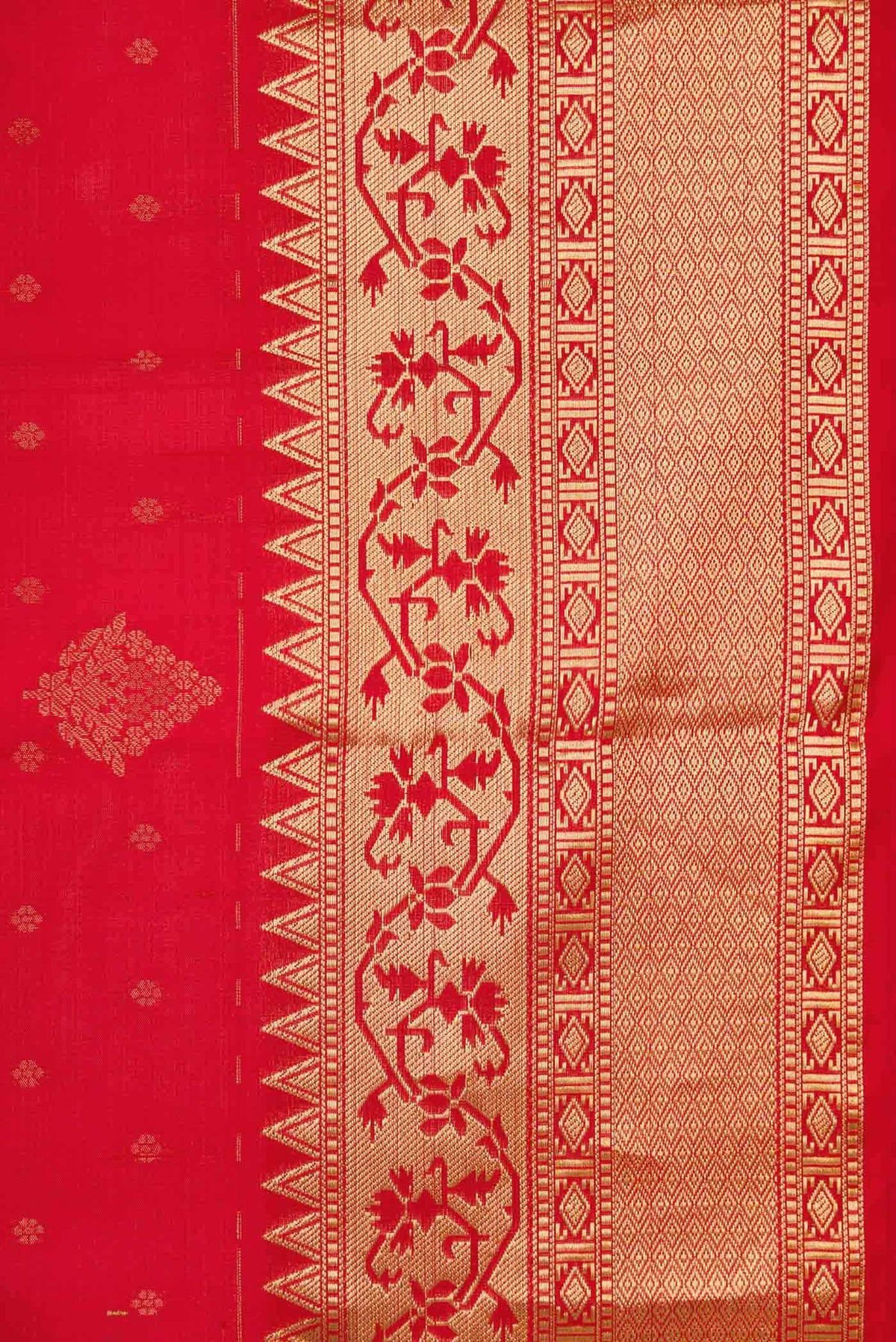 Border image of Red Dual Tone Soft Silk Saree with Zari Butta on the body and Zari Border