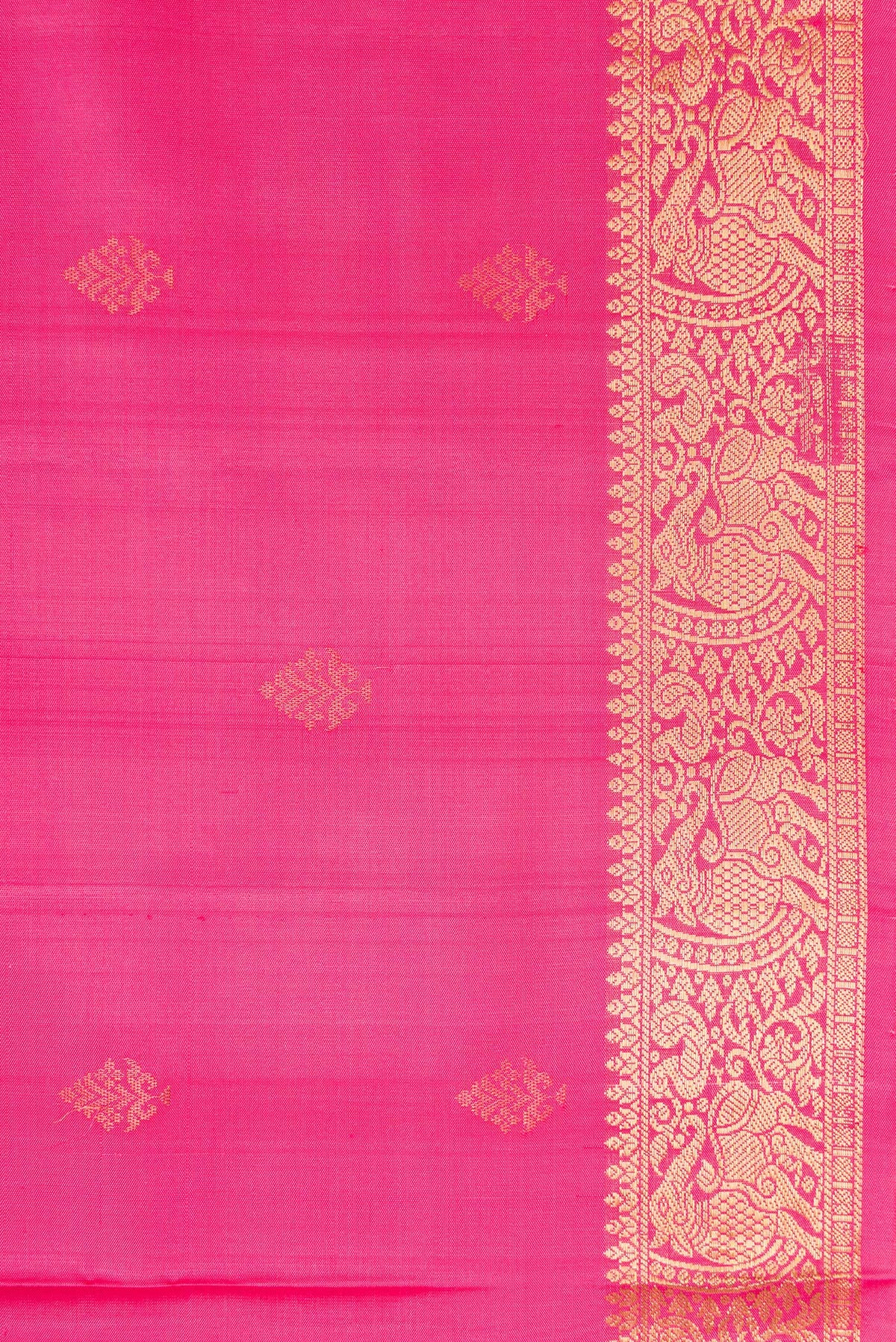 Border image of Pink Dual Tone Soft Silk Saree with Zari Butta on the body and Zari Border. 