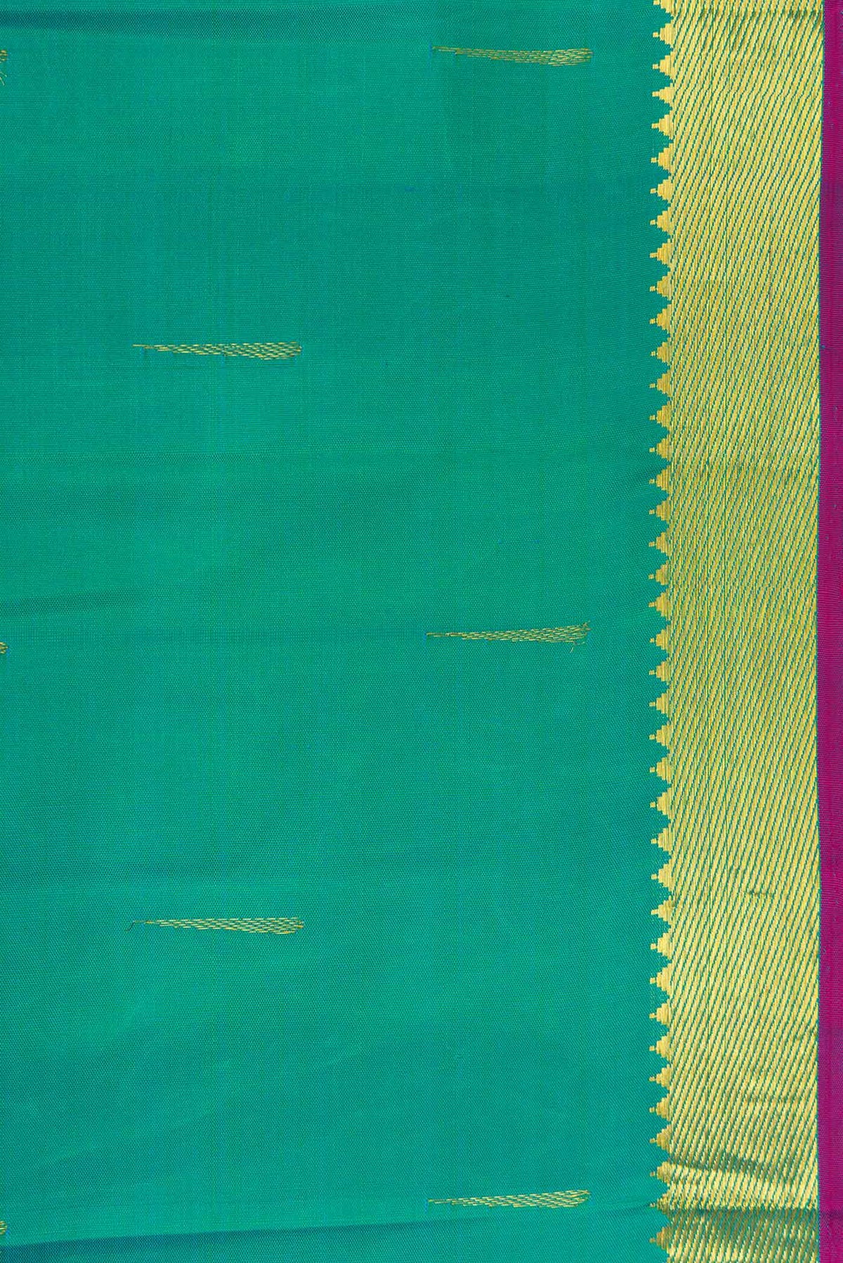Border image of Green Dual Tone Kanchipuram Silk Saree with Zari Butta on the body and Zari Border. 