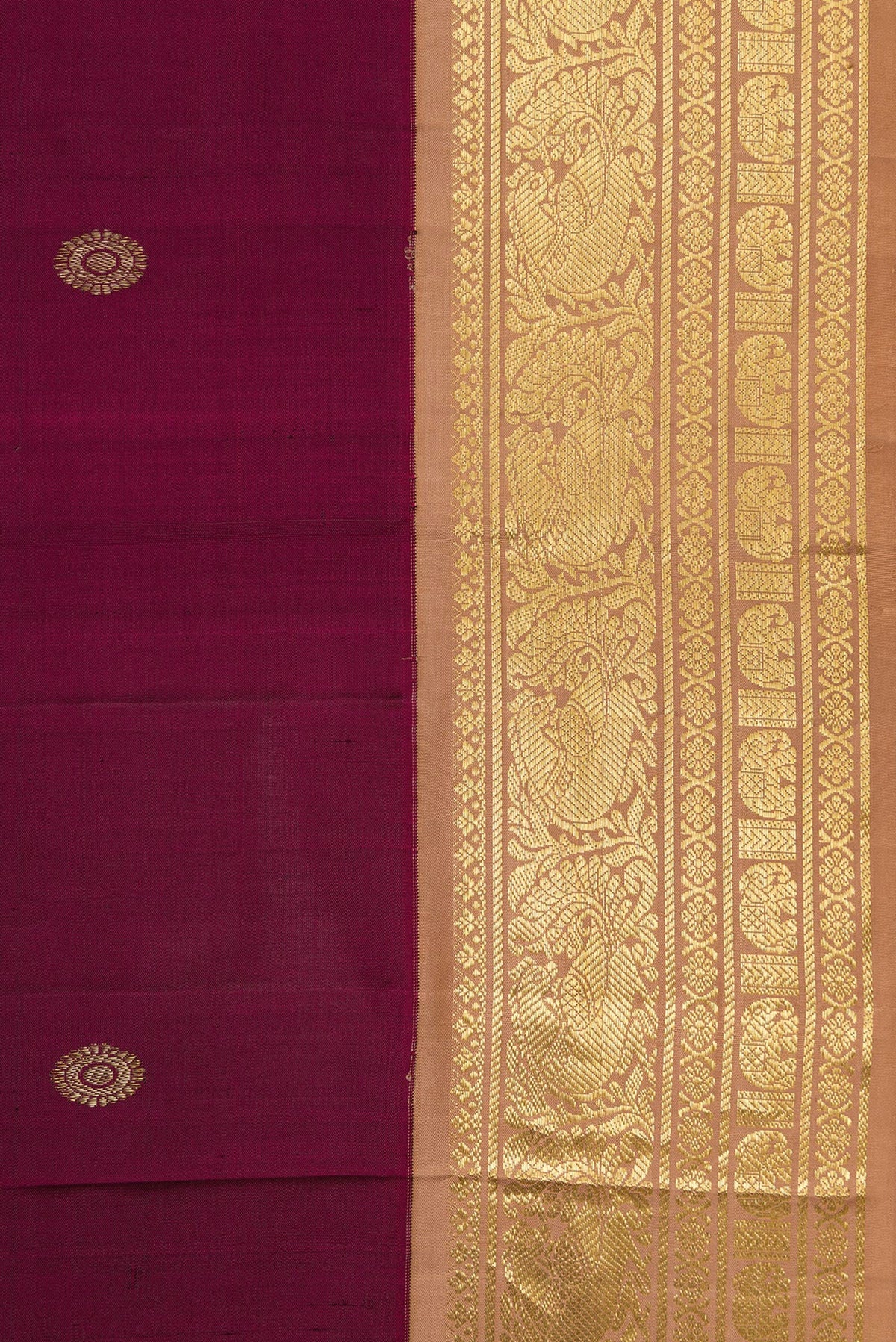 Border image of Coffee Brown Dual Tone Kanjivaram Silk Saree with Zari Butta on the body and Zari Border. 