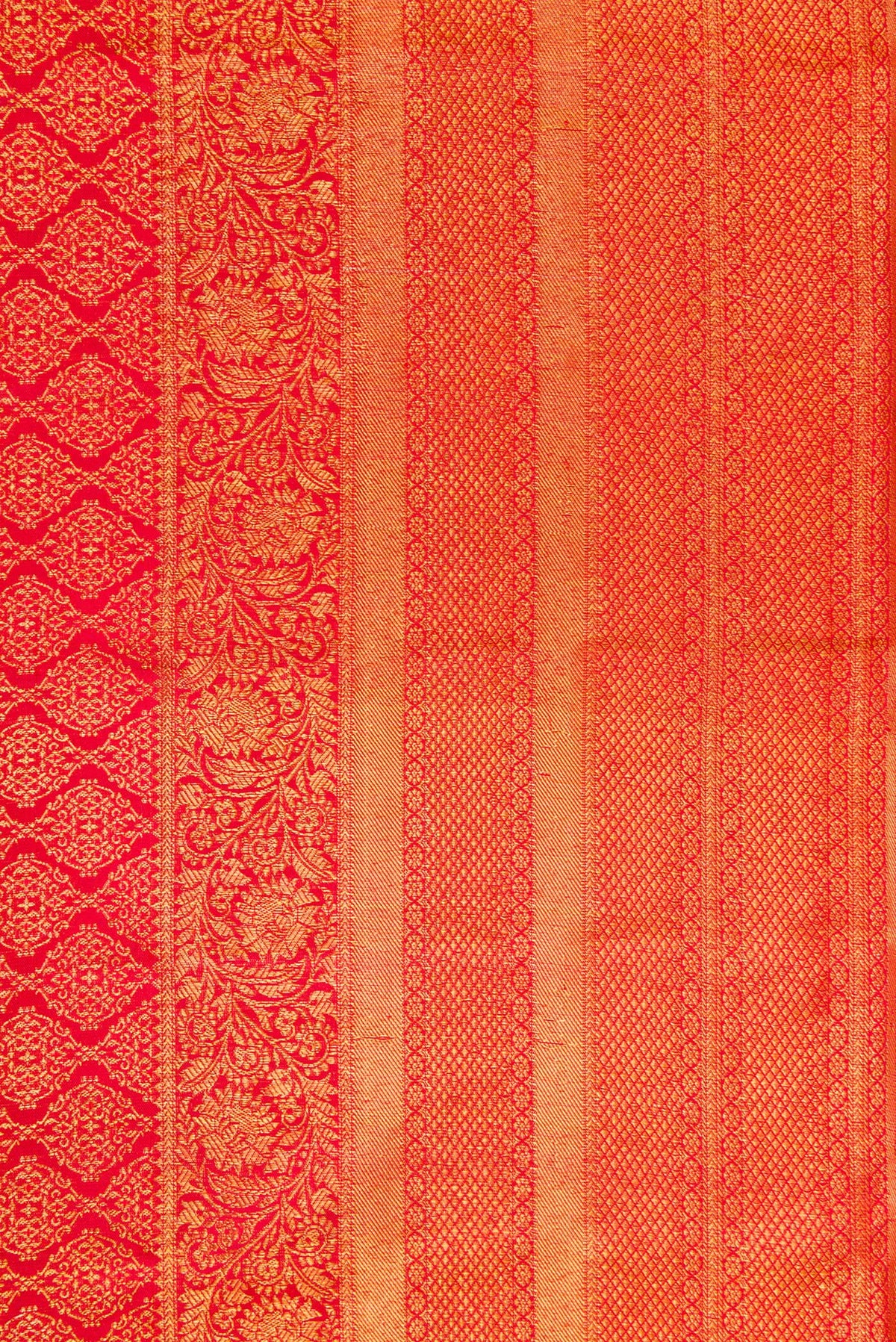 Border image of Red Dual Tone Kanjivaram Silk Saree with Zari Brocade on the body and Fancy Border. 