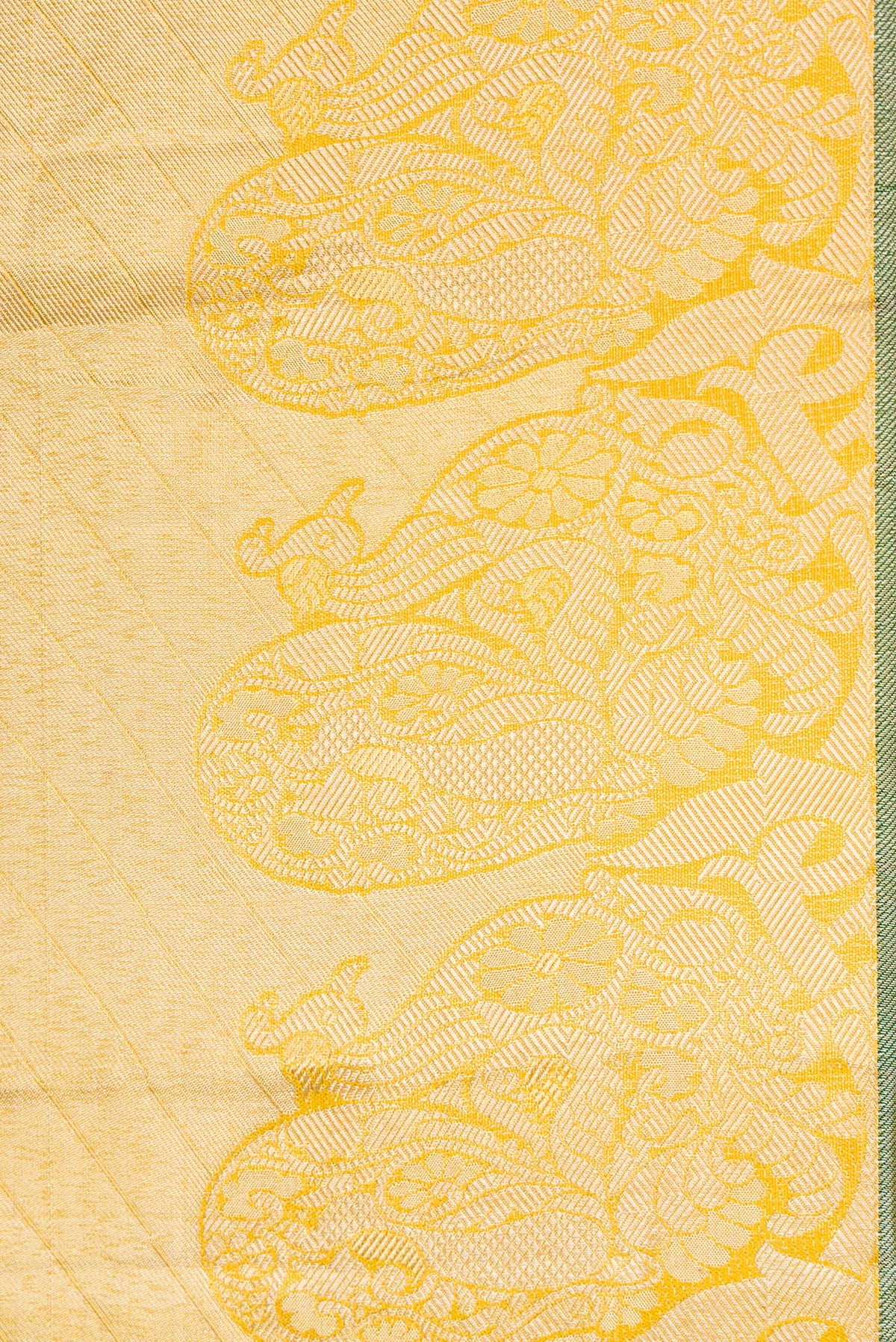 Border image of Gold Dual Tone Kanchipuram Tissue Silk Saree with Zari Brocade on the body and Zari Border. 