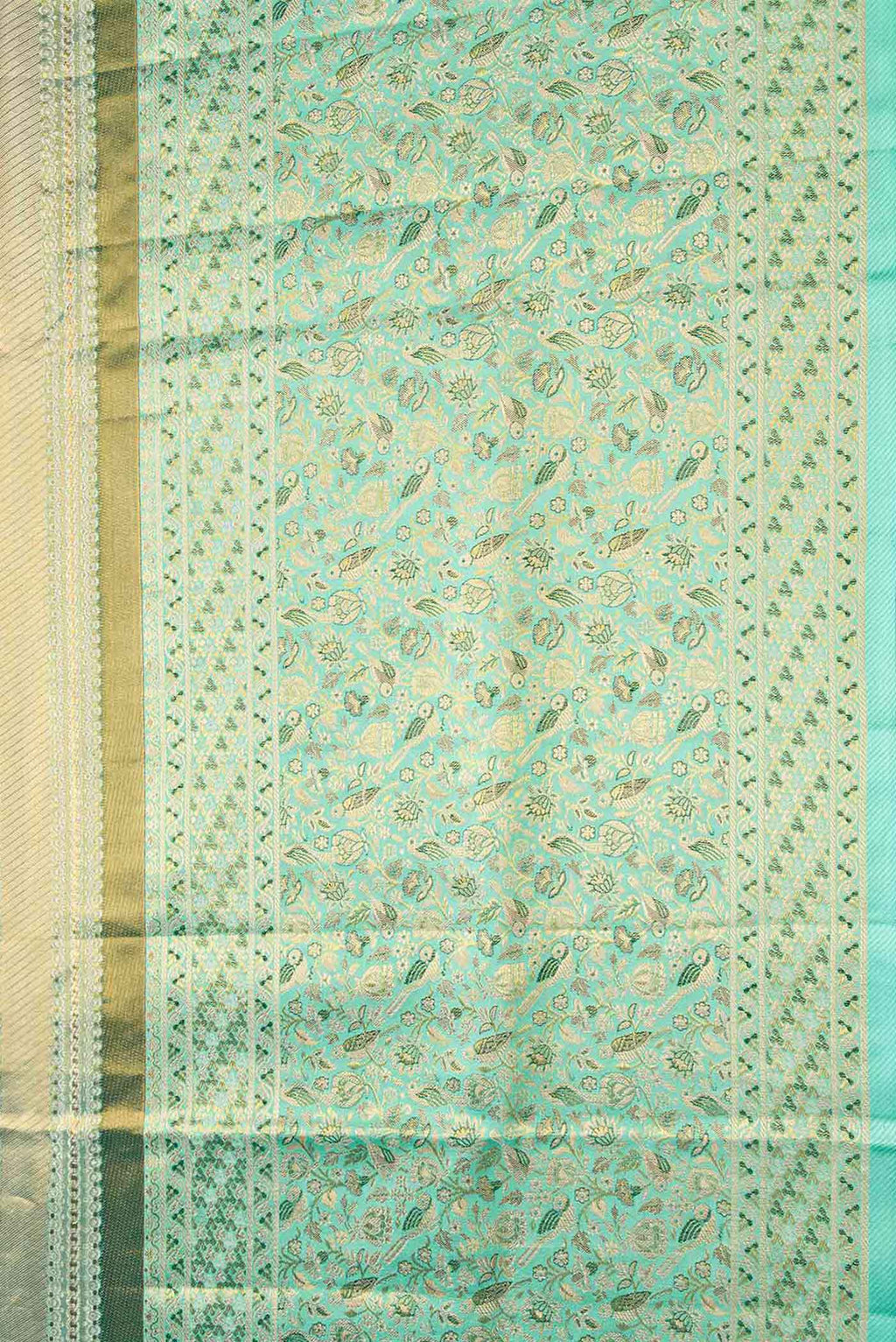Border image of Green Dual Tone Kanchipuram Tissue Silk Saree with Zari Brocade on the body and Zari Border