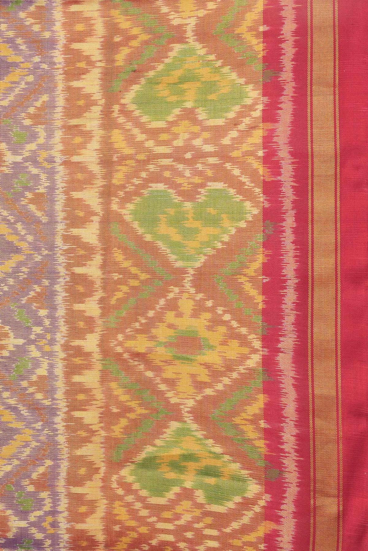 Border image of Lavender Dual Tone Double Ikat Saree with Ikat Print on the body and Zari Border. 